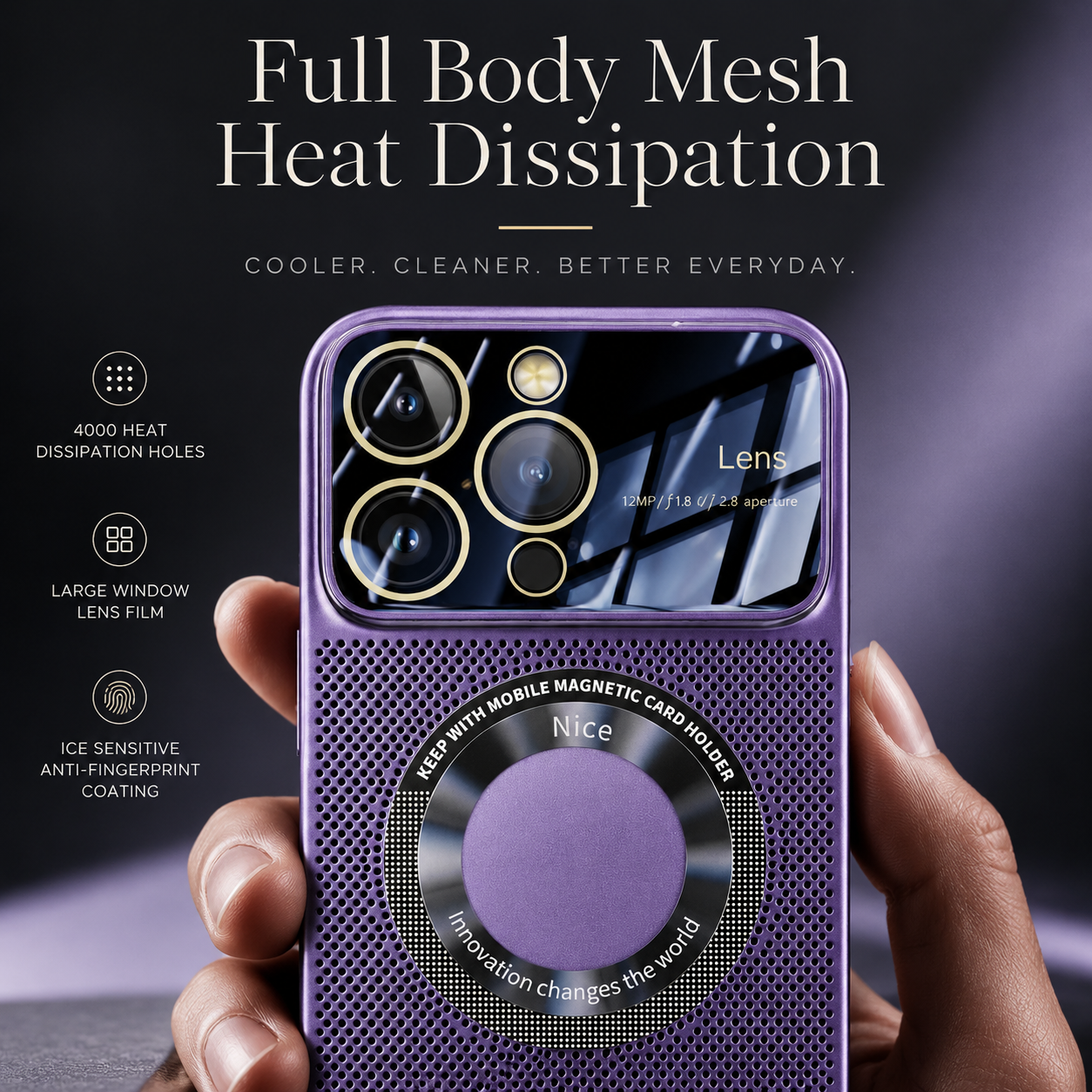 Premium iPhone Case MagSafe Compatible Metal Frame Heat Dissipation Mesh Cover Shockproof Protective Electroplated Finish Camera Lens Guard Slim Design