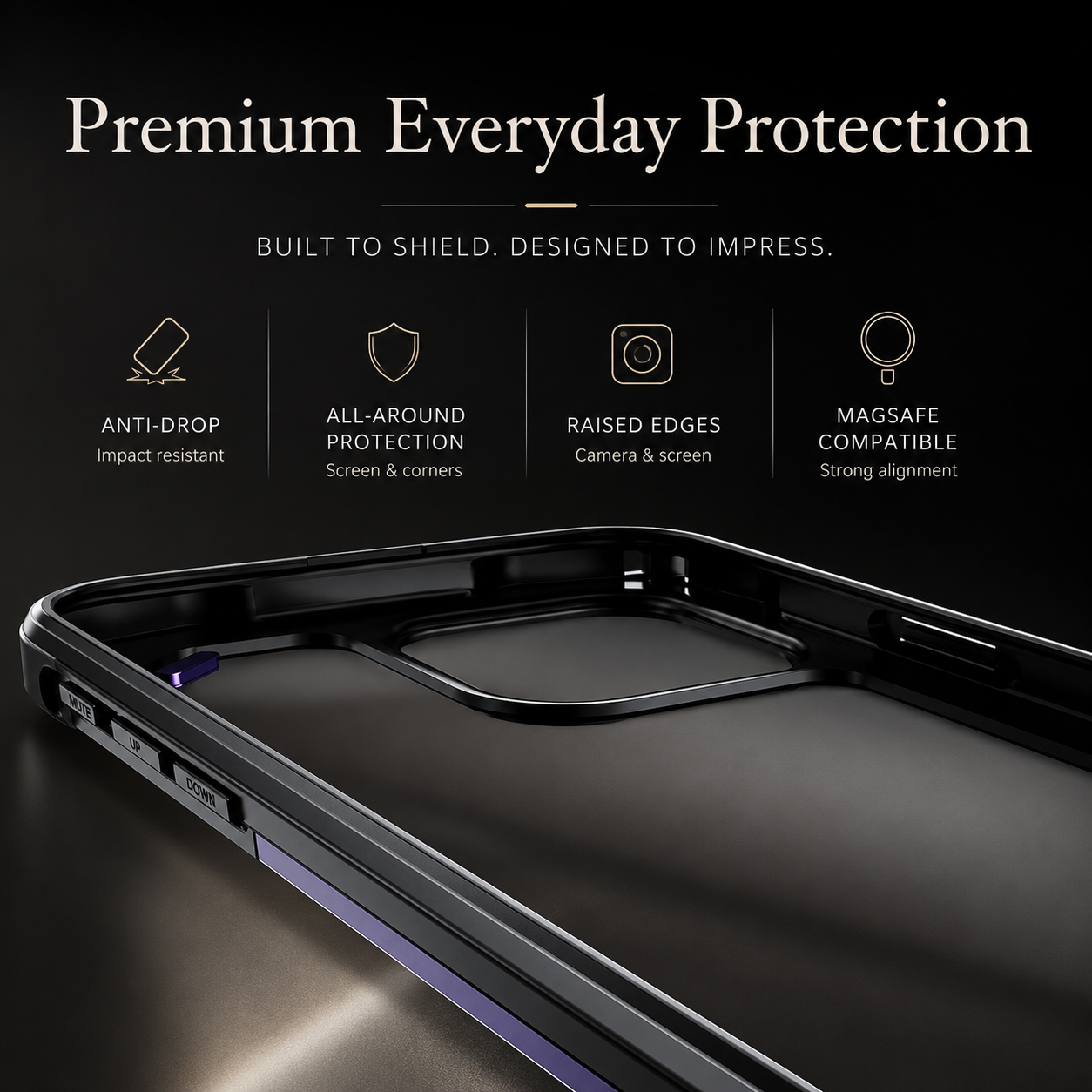 Premium iPhone Case MagSafe Compatible Military Armor Rugged Cover Dual Layer Metal Frame Tempered Glass Full Body Shockproof Camera Protection
