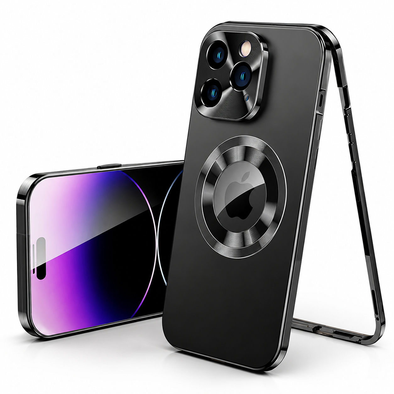 Premium iPhone Case MagSafe Compatible Privacy Screen Double Sided Tempered Glass Metal Frame 360 Full Body Shockproof Cover Camera Lens Protection Slim Design