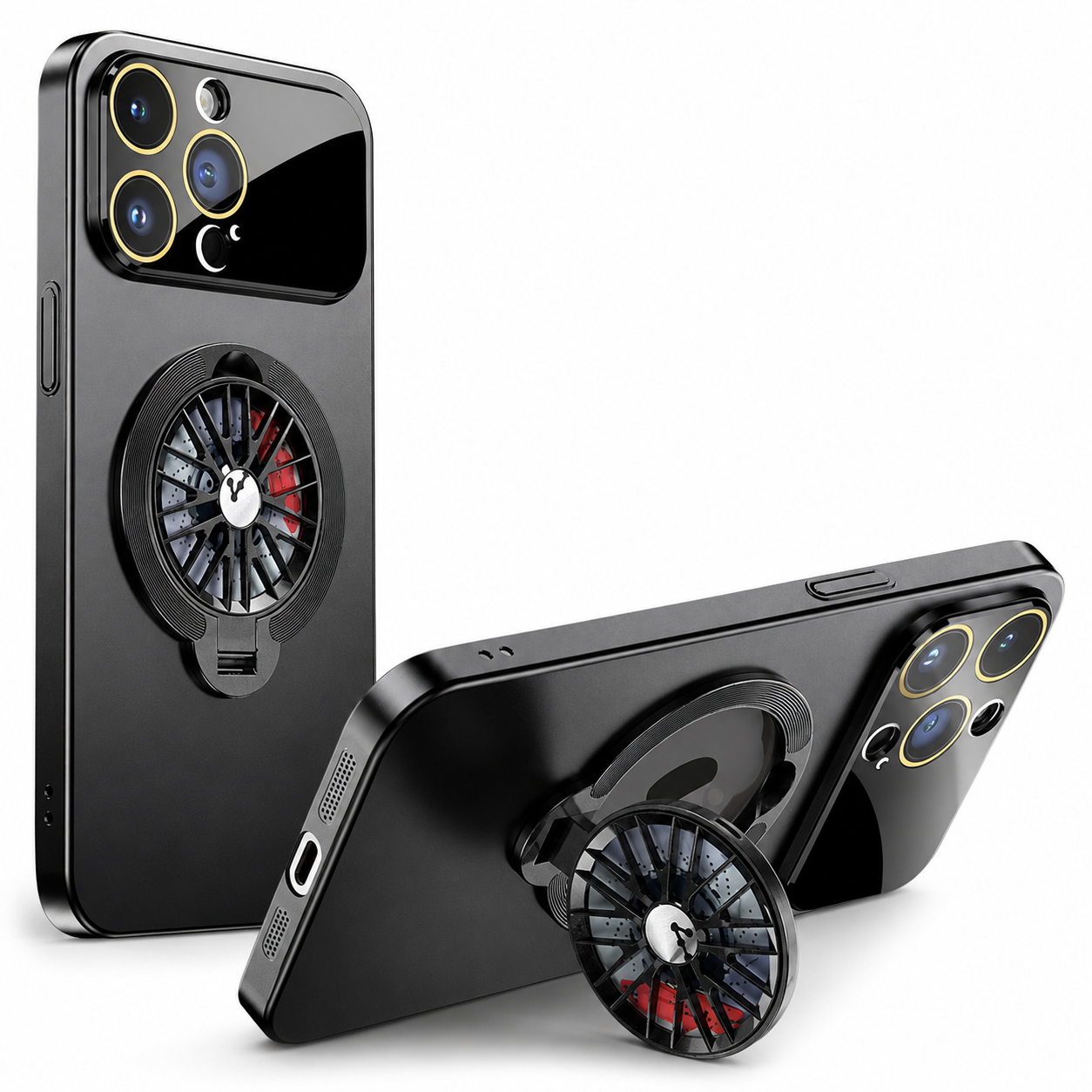 Premium iPhone Case MagSafe Compatible Rotating Ring Stand Magnetic Cover Foldable Kickstand Shockproof Protective Camera Lens Protection Slim Design