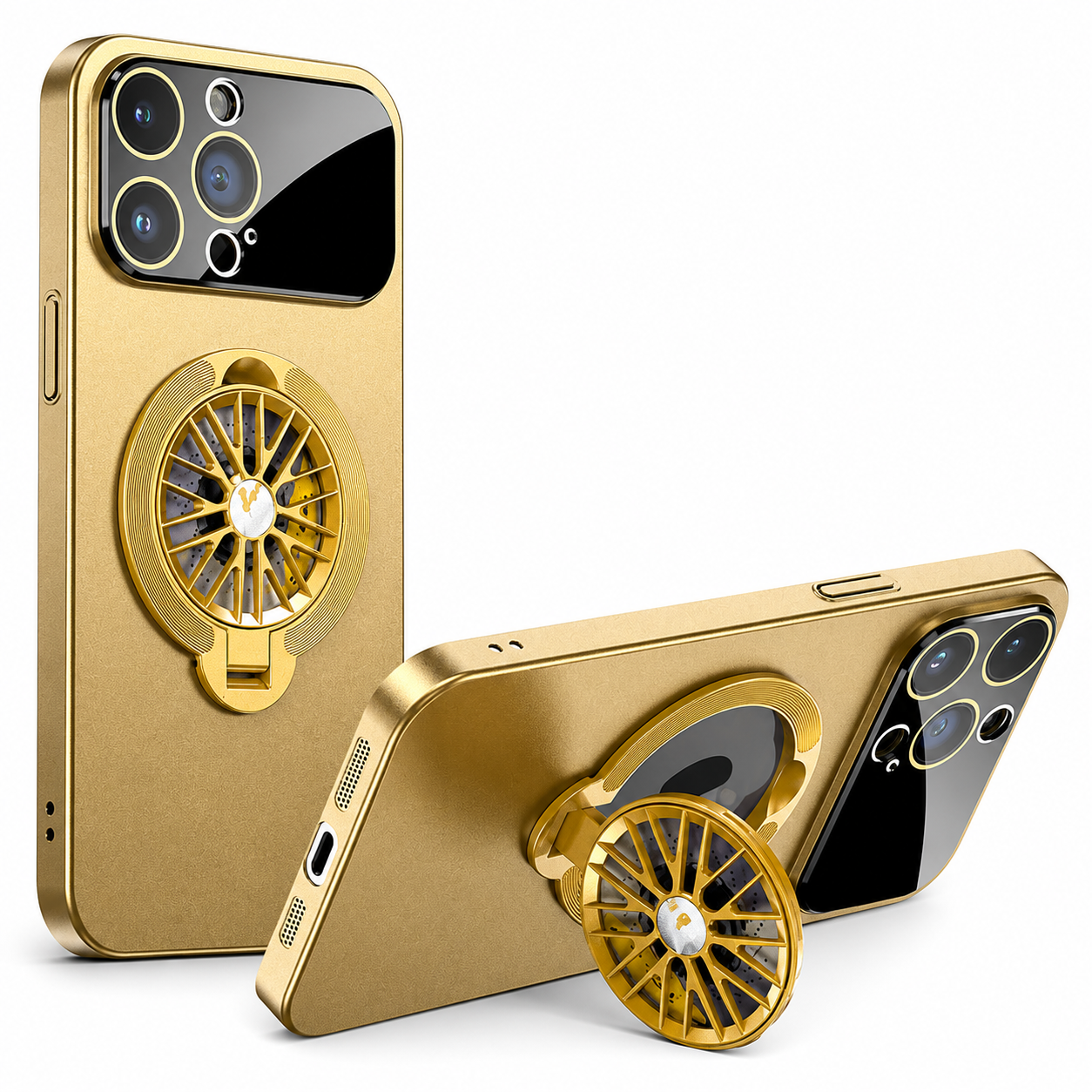 Premium iPhone Case MagSafe Compatible Rotating Ring Stand Magnetic Cover Foldable Kickstand Shockproof Protective Camera Lens Protection Slim Design