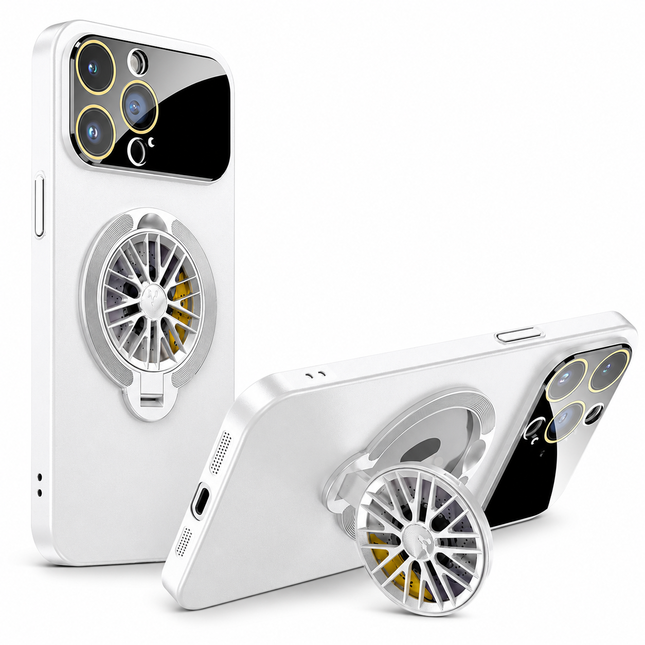Premium iPhone Case MagSafe Compatible Rotating Ring Stand Magnetic Cover Foldable Kickstand Shockproof Protective Camera Lens Protection Slim Design