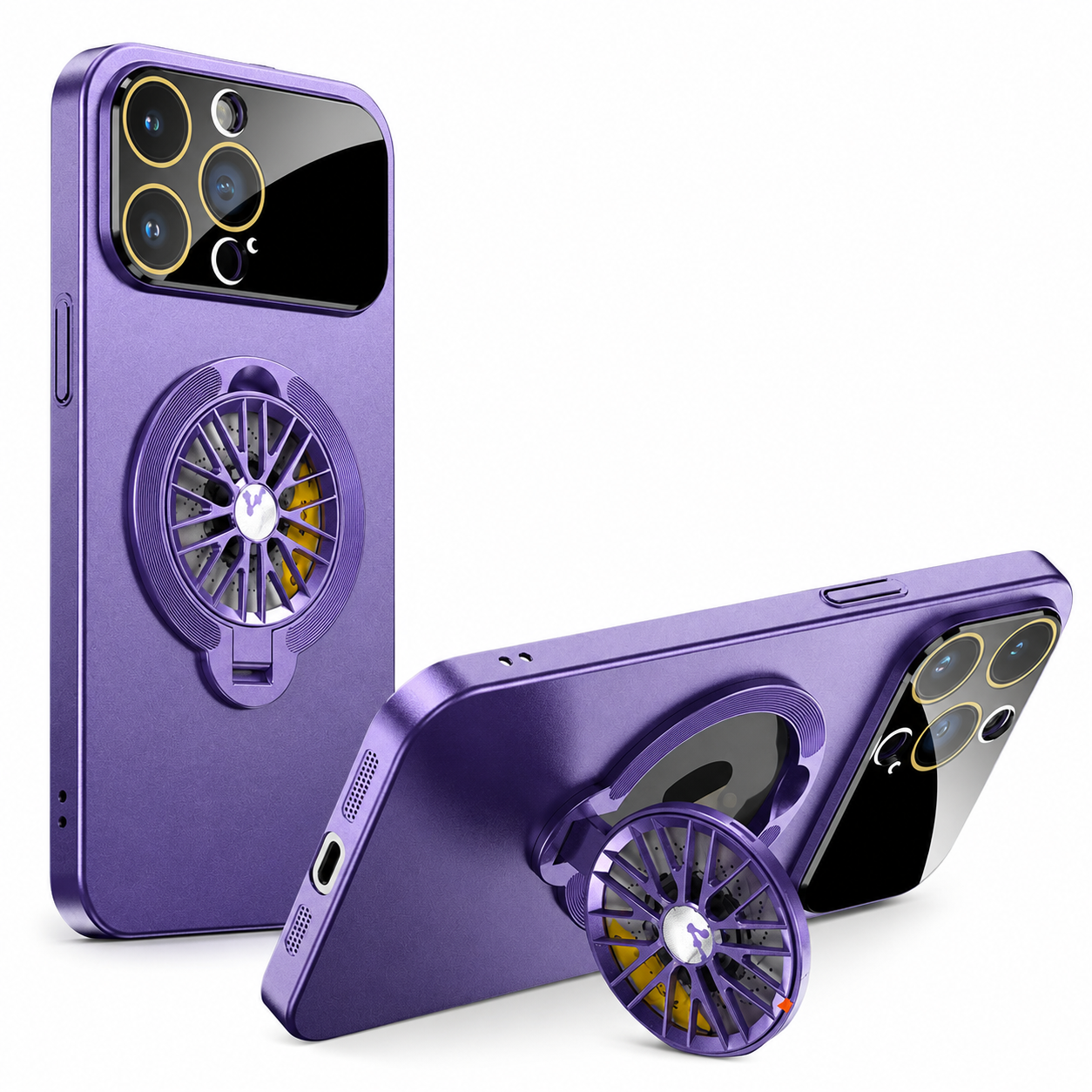Premium iPhone Case MagSafe Compatible Rotating Ring Stand Magnetic Cover Foldable Kickstand Shockproof Protective Camera Lens Protection Slim Design