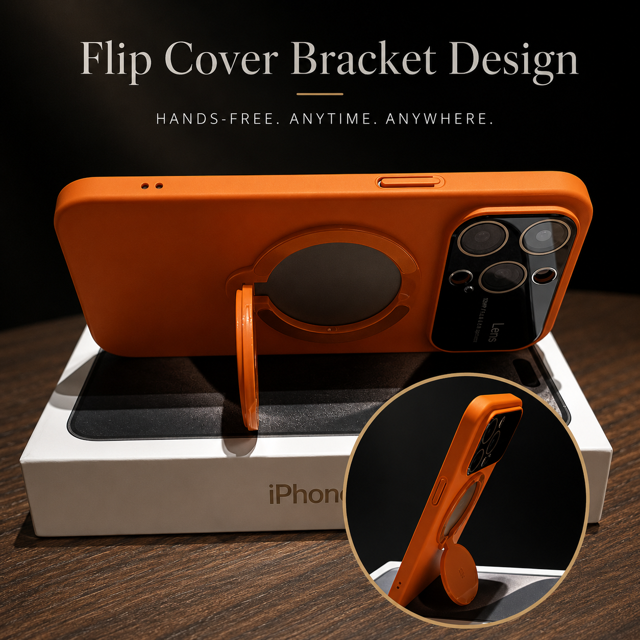 Premium iPhone Case MagSafe Compatible Rotating Ring Stand Magnetic Cover Foldable Kickstand Shockproof Protective Camera Lens Protection Slim Design