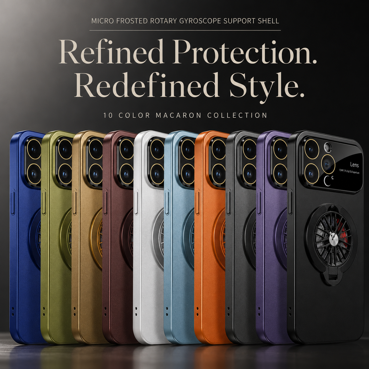 Premium iPhone Case MagSafe Compatible Rotating Ring Stand Magnetic Cover Foldable Kickstand Shockproof Protective Camera Lens Protection Slim Design