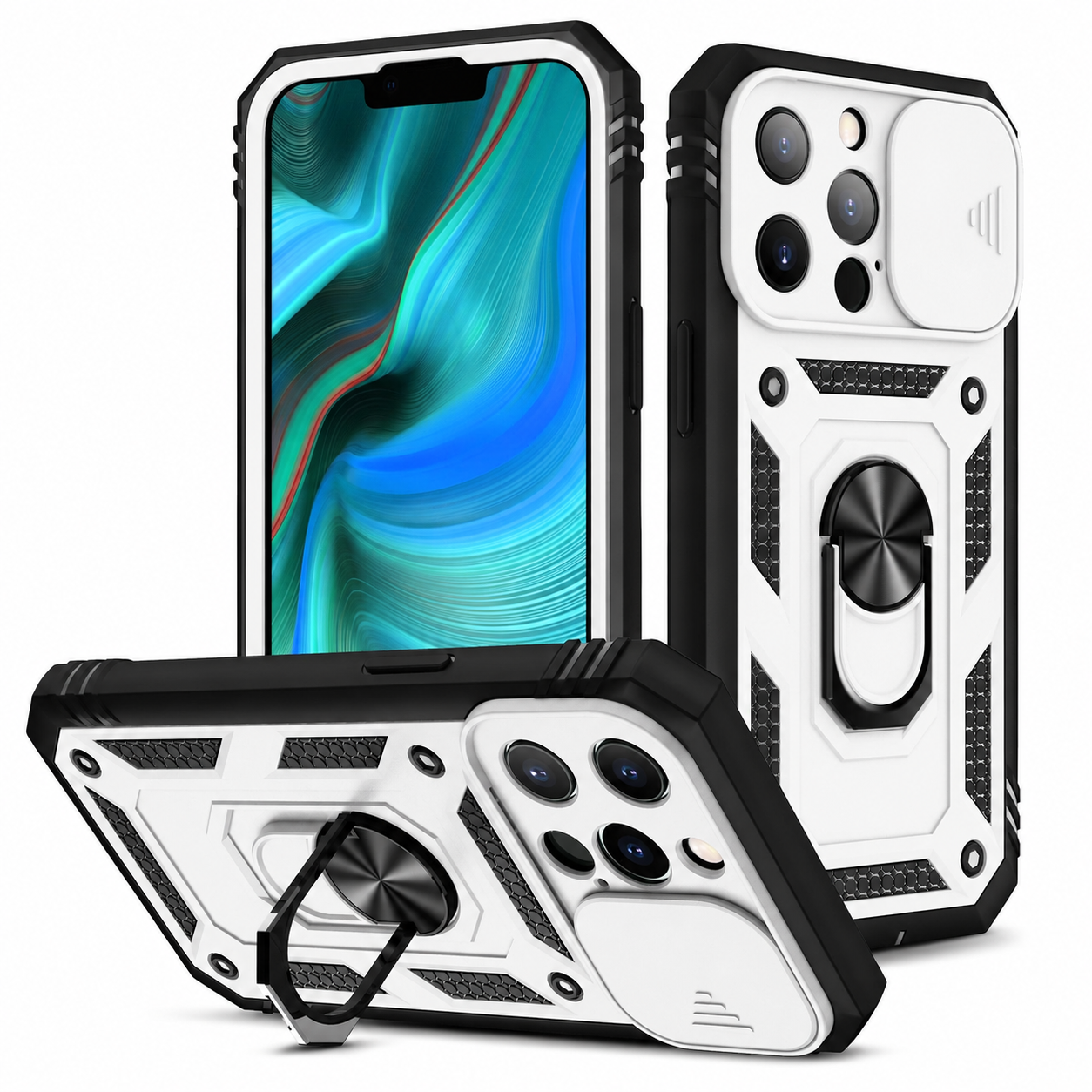 Premium iPhone Case MagSafe Compatible Rugged Armor Cover Kickstand Card Holder Magnetic Shockproof Heavy Duty Protective Camera Guard 360 Design