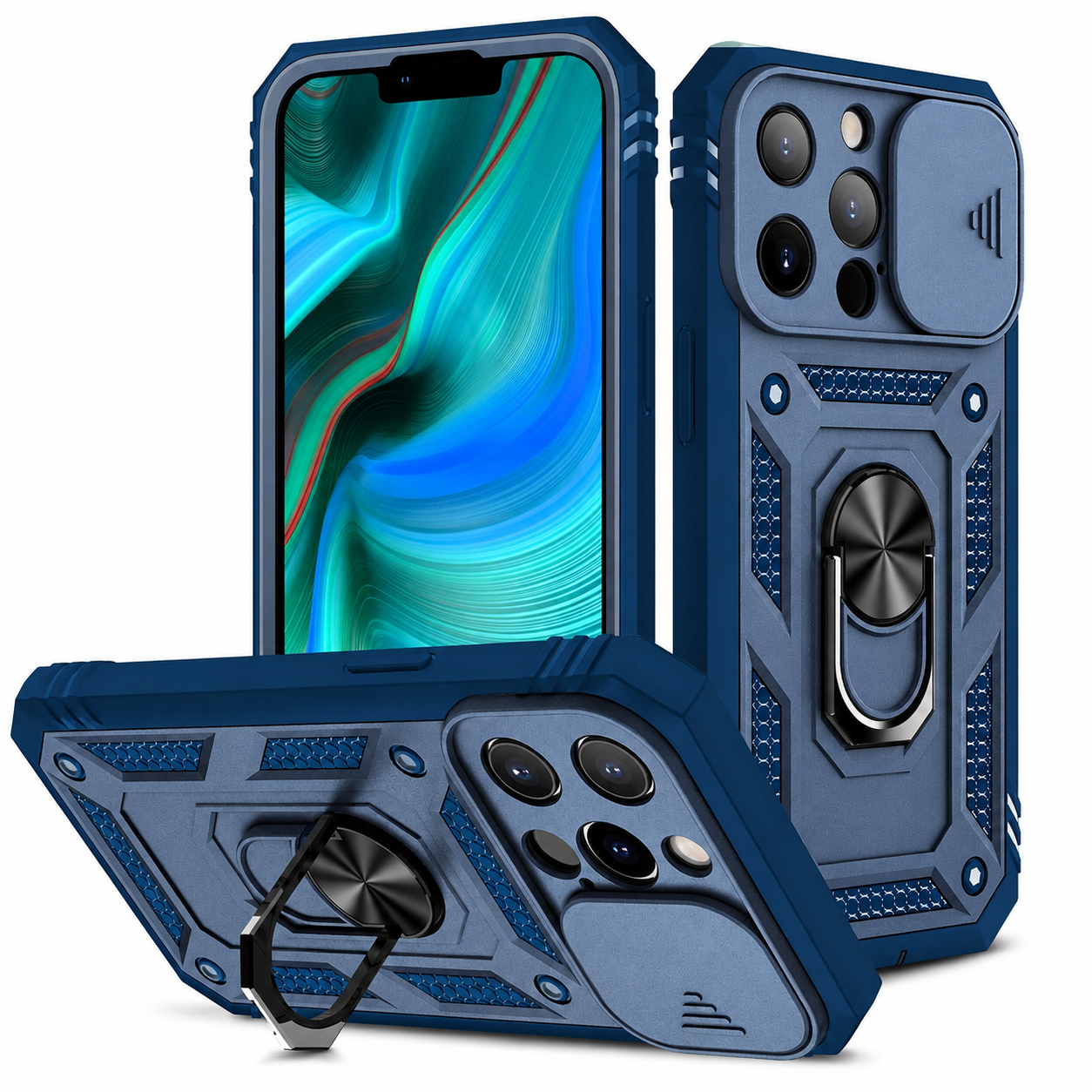 Premium iPhone Case MagSafe Compatible Rugged Armor Cover Kickstand Card Holder Magnetic Shockproof Heavy Duty Protective Camera Guard 360 Design