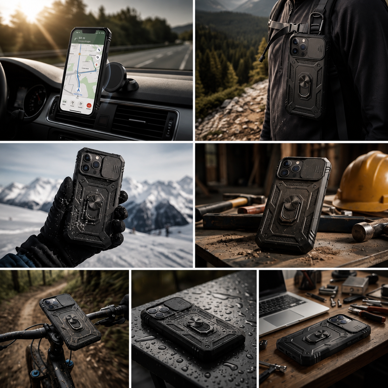 Premium iPhone Case MagSafe Compatible Rugged Armor Cover Kickstand Card Holder Magnetic Shockproof Heavy Duty Protective Camera Guard 360 Design