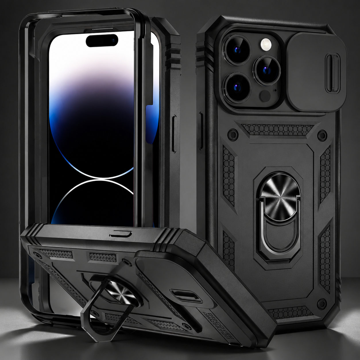 Premium iPhone Case MagSafe Compatible Rugged Armor Cover Kickstand Card Holder Magnetic Shockproof Heavy Duty Protective Camera Guard 360 Design