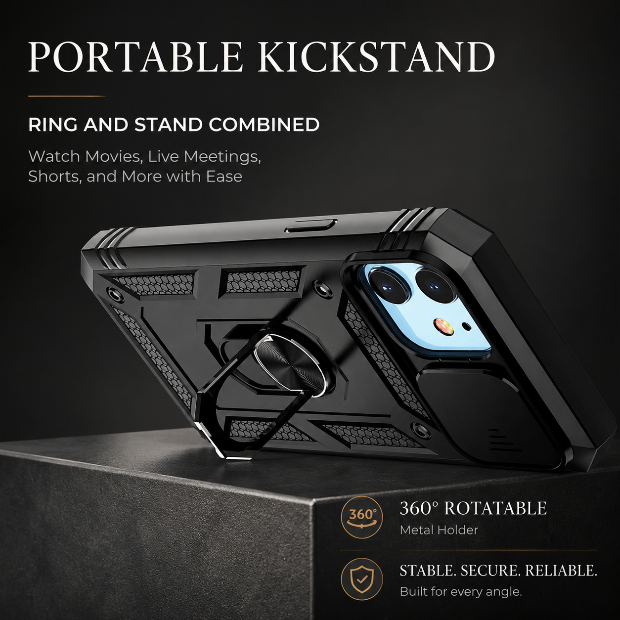 Premium iPhone Case MagSafe Compatible Rugged Armor Cover Kickstand Card Holder Magnetic Shockproof Heavy Duty Protective Camera Guard 360 Design