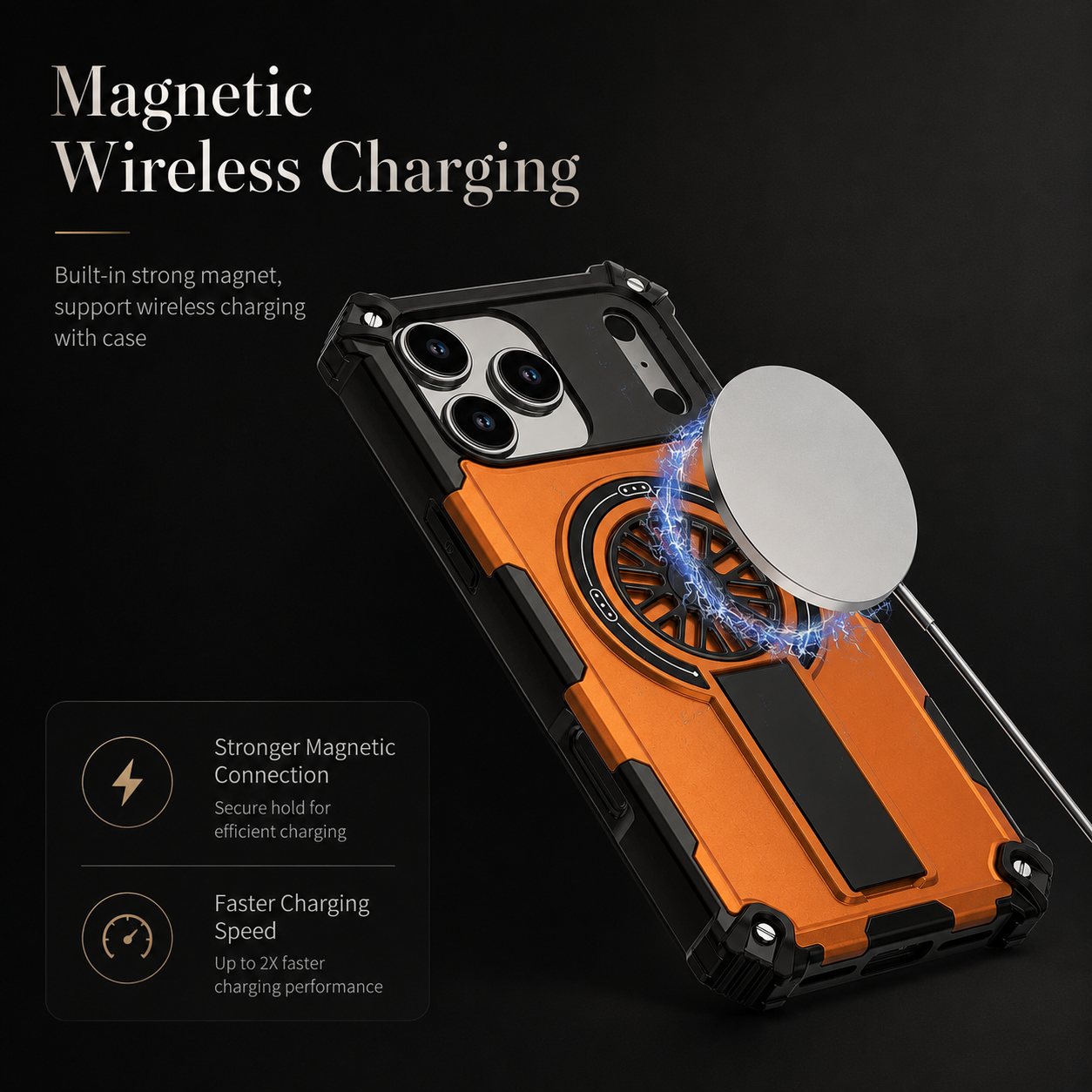 Premium iPhone Case MagSafe Compatible Rugged Armor Magnetic Cover Bracket Stand Dual Layer Shockproof PC TPU Anti Fingerprint Full Coverage Protection