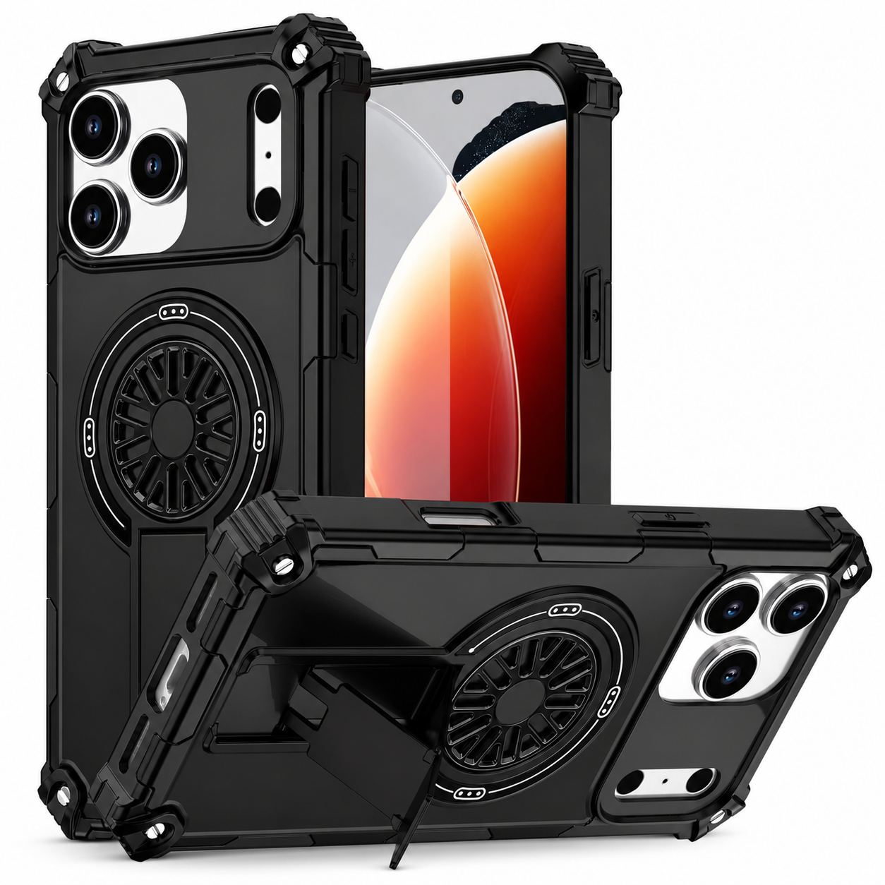 Premium iPhone Case MagSafe Compatible Rugged Armor Magnetic Cover Bracket Stand Dual Layer Shockproof PC TPU Anti Fingerprint Full Coverage Protection