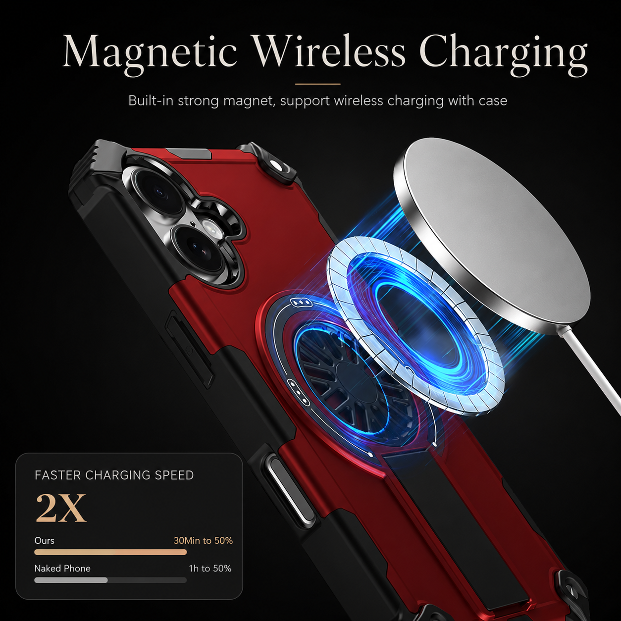 Premium iPhone Case MagSafe Compatible Rugged Armor Magnetic Cover Bracket Stand Dual Layer Shockproof PC TPU Anti Fingerprint Full Coverage Protection