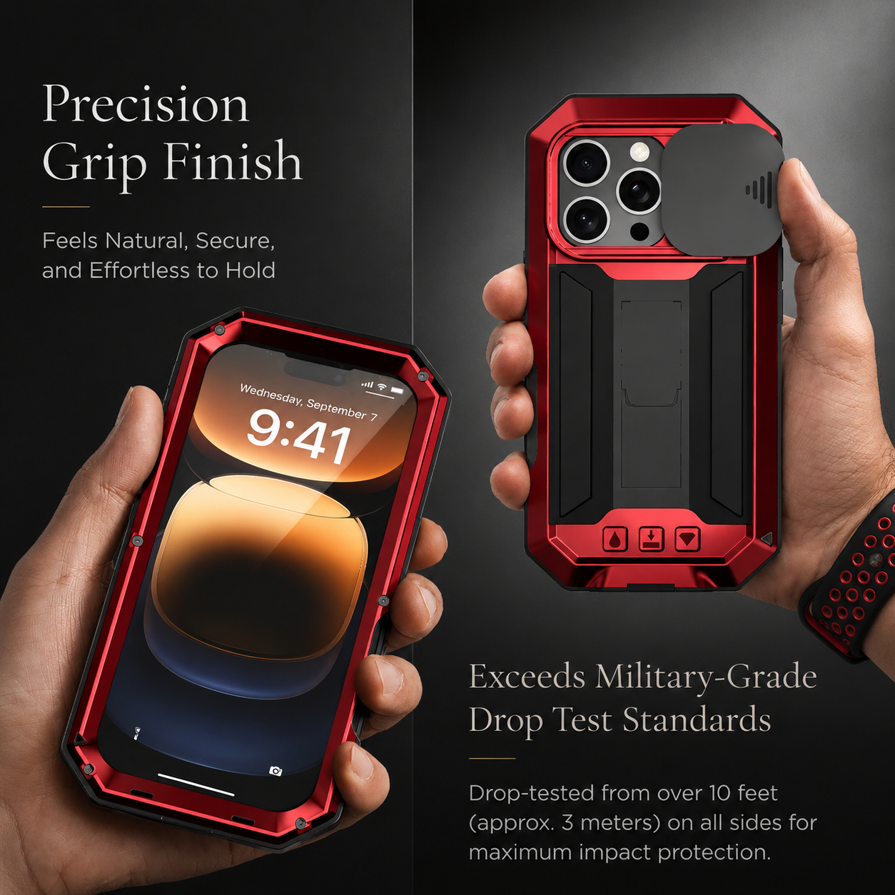 Premium iPhone Case MagSafe Compatible Rugged Armor Metal Hybrid Cover Full Body Shockproof Camera Protector Tempered Glass Waterproof Design