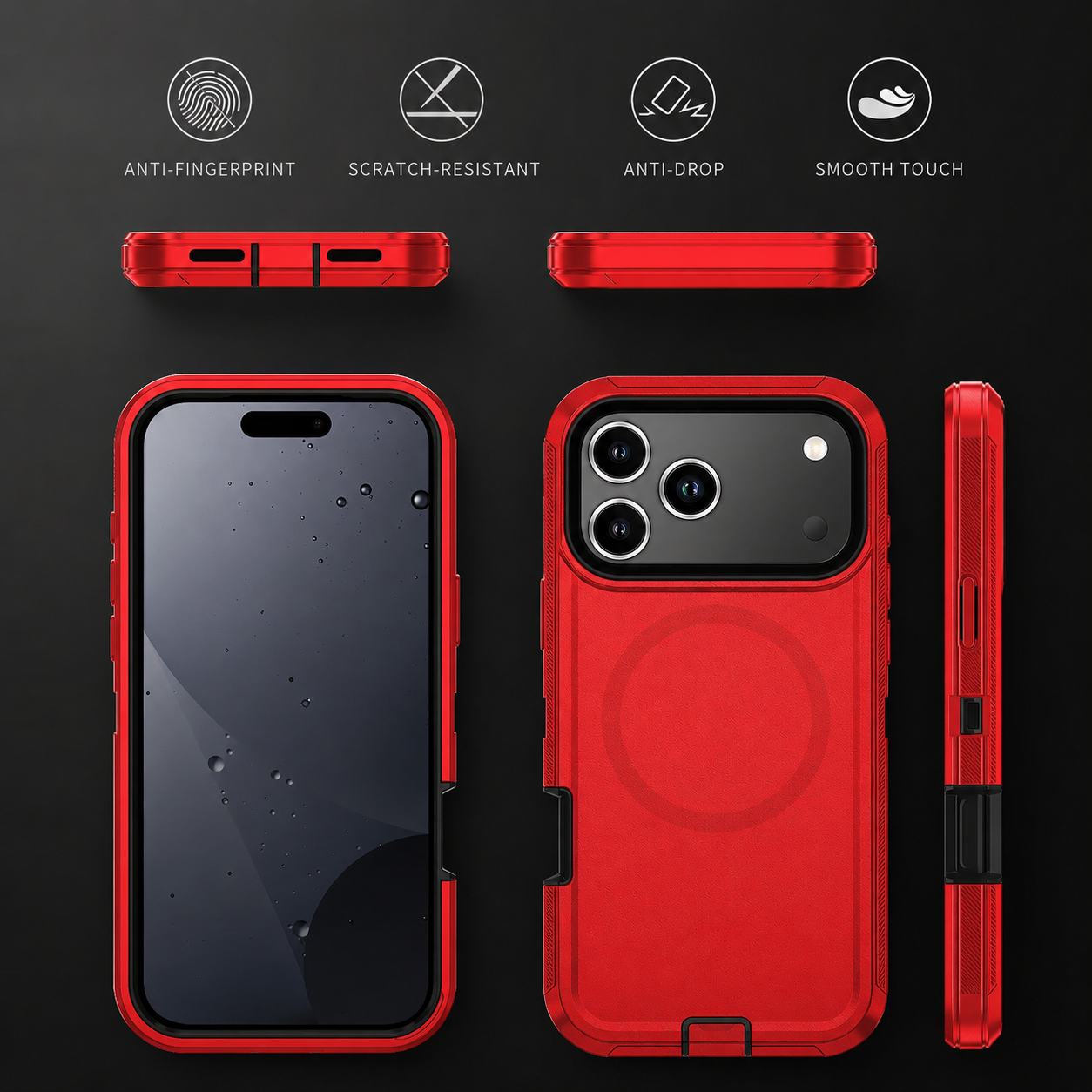 Premium iPhone Case MagSafe Compatible Rugged Armor Shockproof Protective Cover PC TPU Defender Anti Slip Scratch Resistant Wireless Charging Full Coverage