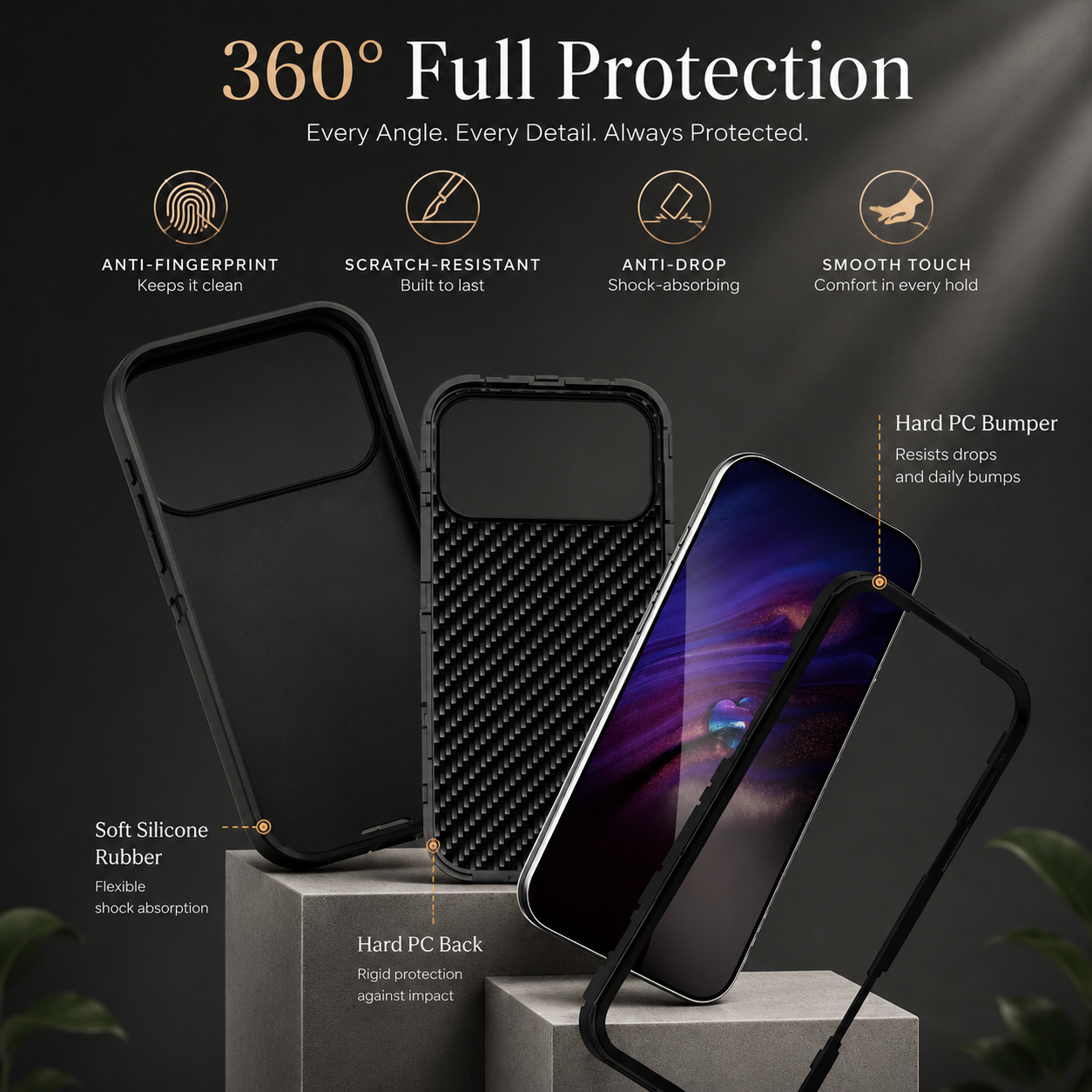 Premium iPhone Case MagSafe Compatible Rugged Armor Shockproof Protective Cover PC TPU Defender Anti Slip Scratch Resistant Wireless Charging Full Coverage