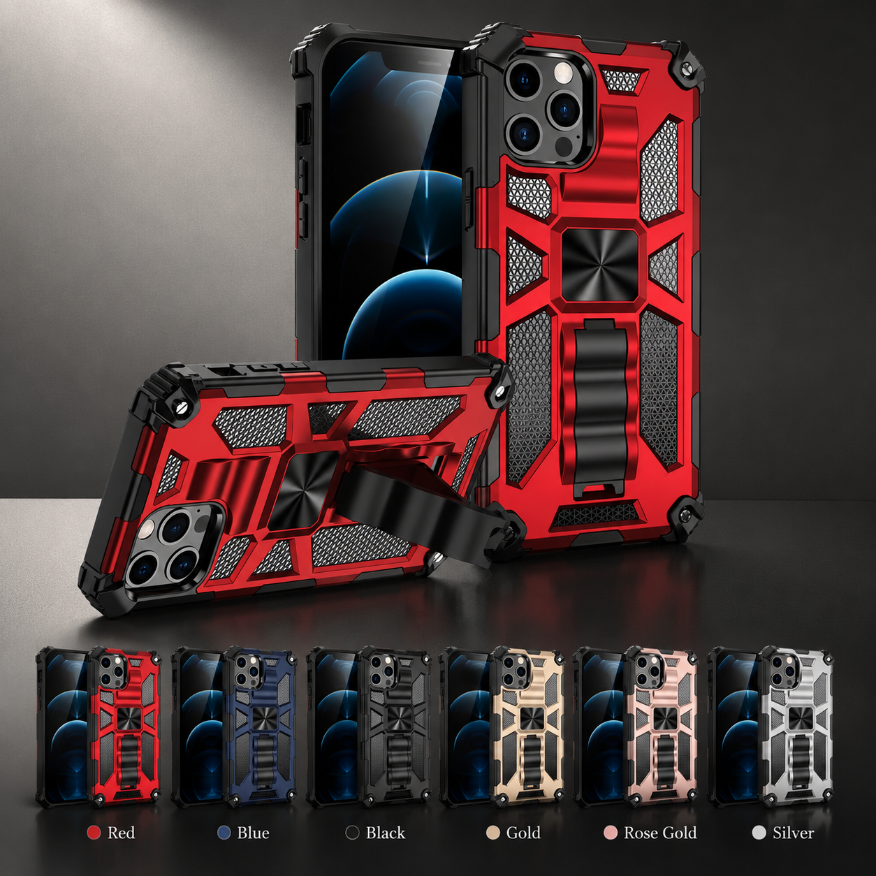 Premium iPhone Case MagSafe Compatible Rugged Camouflage Armor Cover Kickstand Magnetic Shockproof Heavy Duty Camera Lens Guard Full Coverage Design