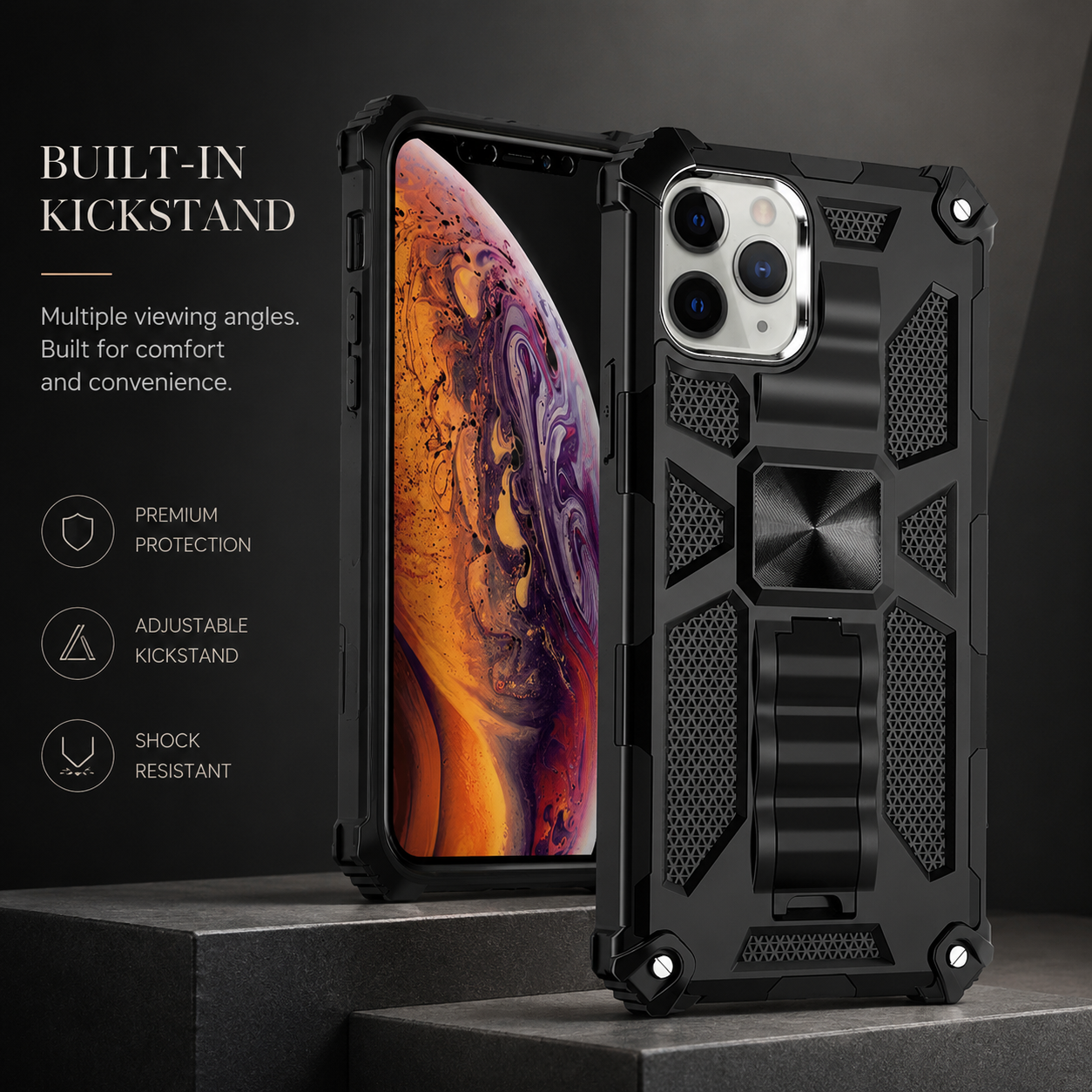 Premium iPhone Case MagSafe Compatible Rugged Camouflage Armor Cover Kickstand Magnetic Shockproof Heavy Duty Camera Lens Guard Full Coverage Design