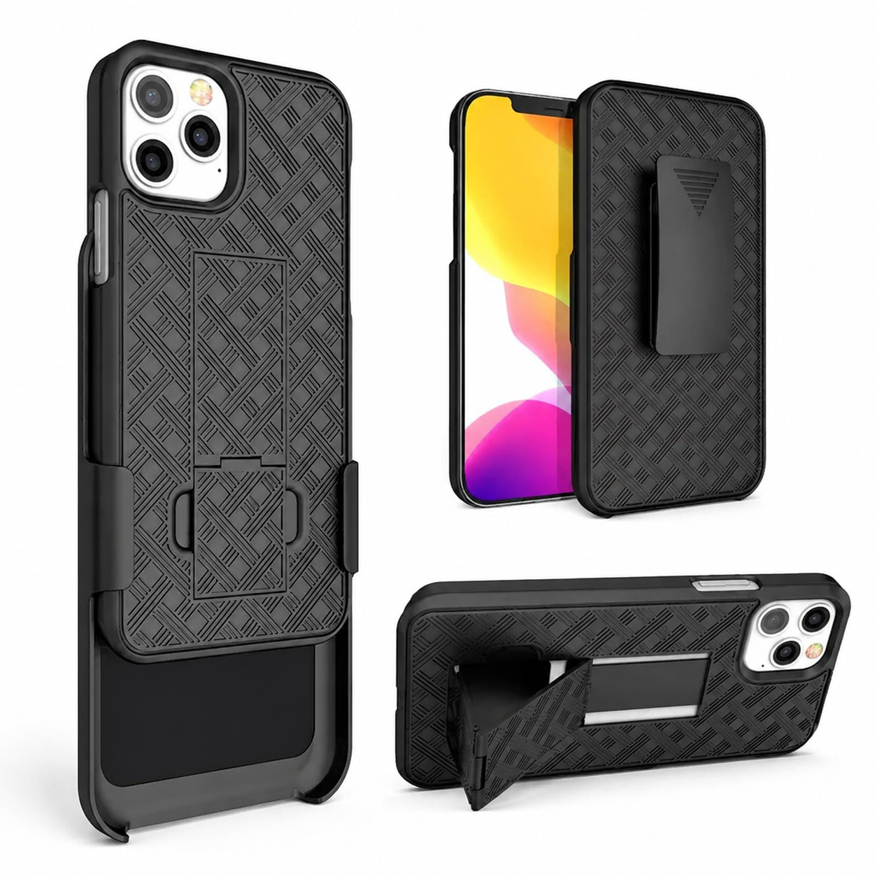 Premium iPhone Case MagSafe Compatible Rugged Holster Cover Belt Clip Kickstand Heavy Duty Shockproof Protective Camera Lens Guard Full Coverage