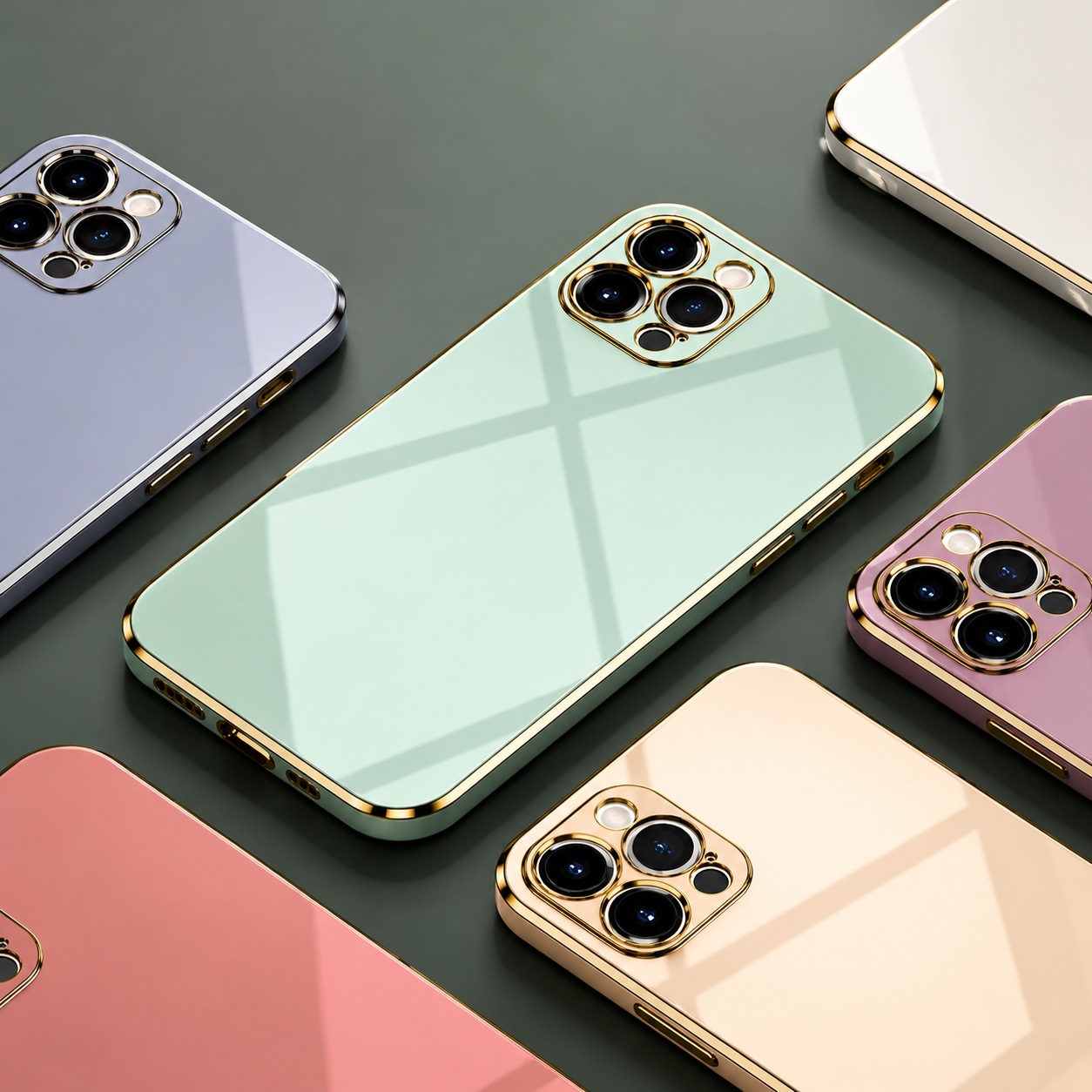 Premium iPhone Case MagSafe Compatible Silicone Magnetic Cover Glossy Square Texture Shockproof Protective Camera Lens Guard Slim Design