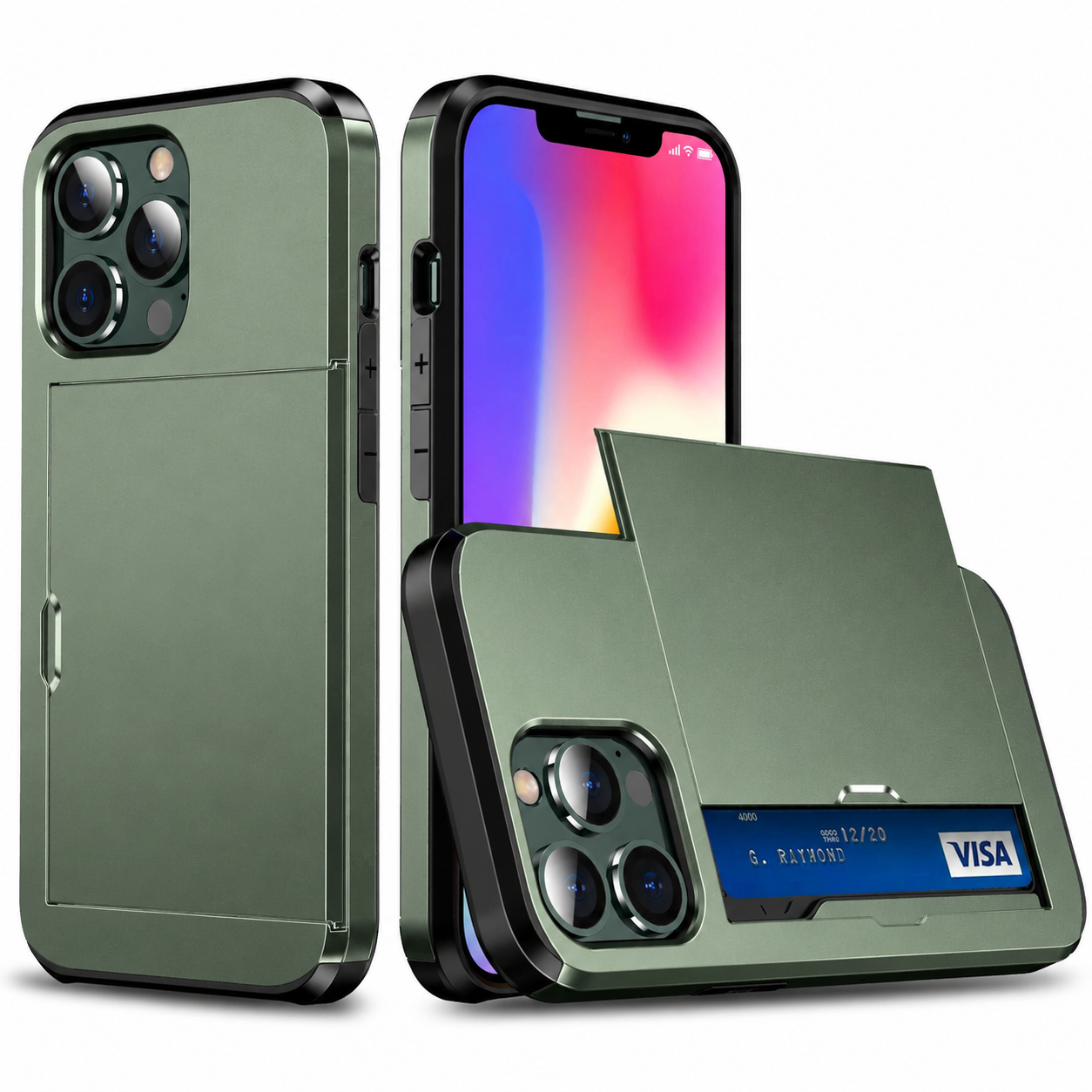 Premium iPhone Case MagSafe Compatible Slider Wallet Cover Dual Layer Card Holder Magnetic Cover Shockproof Camera Lens Protection Slim Design