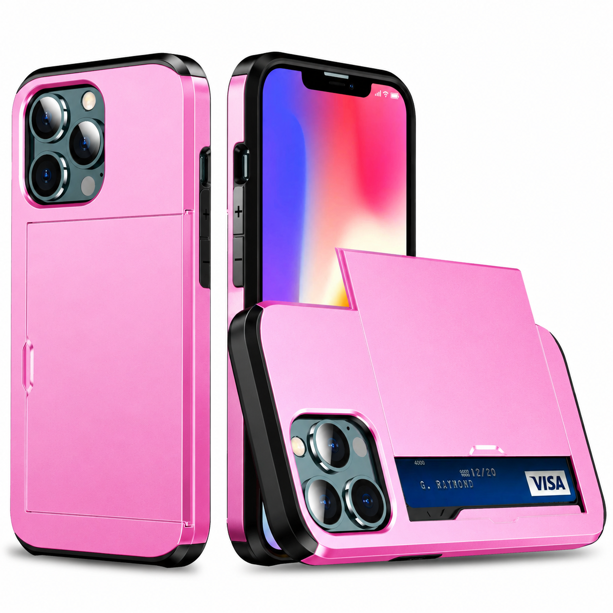 Premium iPhone Case MagSafe Compatible Slider Wallet Cover Dual Layer Card Holder Magnetic Cover Shockproof Camera Lens Protection Slim Design