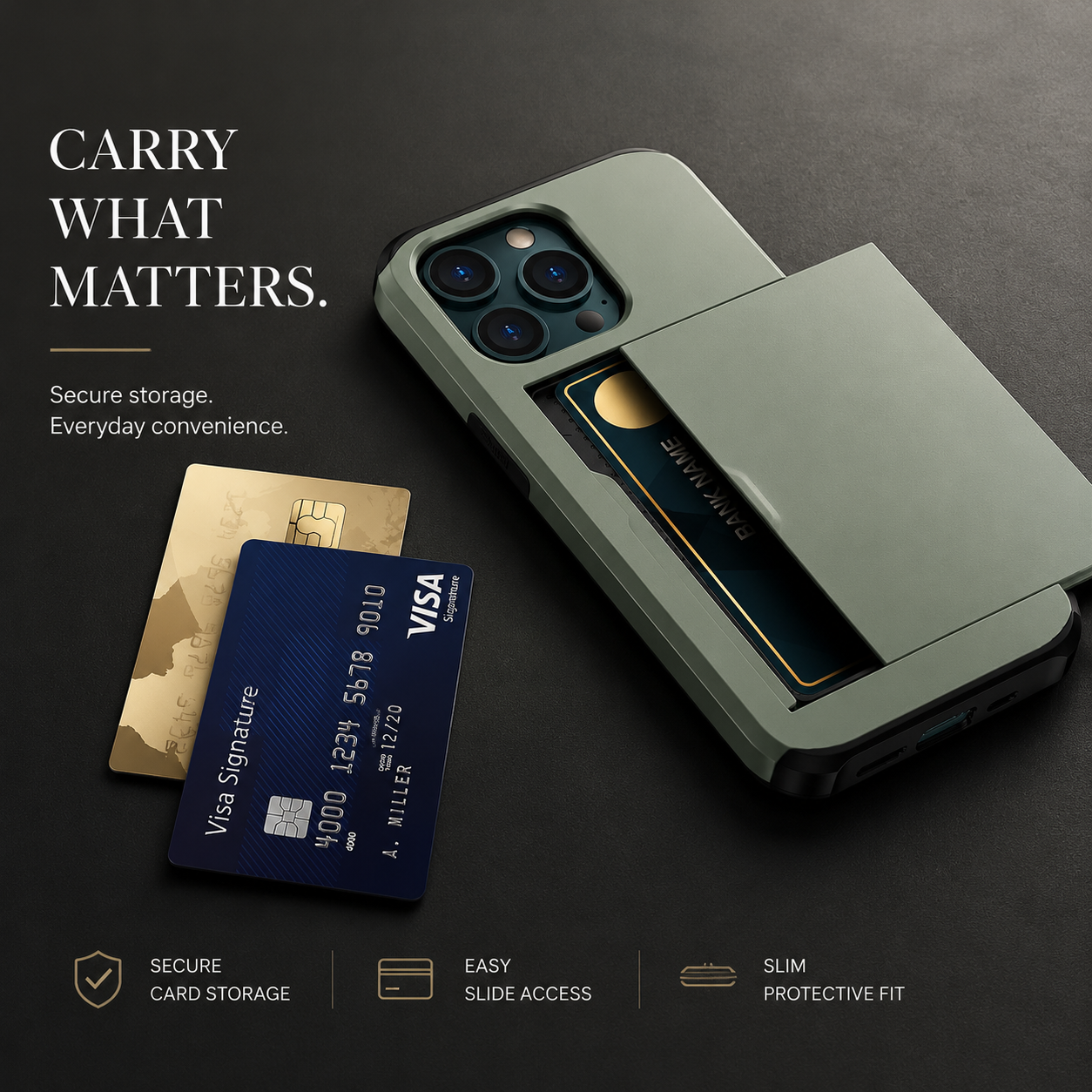 Premium iPhone Case MagSafe Compatible Slider Wallet Cover Dual Layer Card Holder Magnetic Cover Shockproof Camera Lens Protection Slim Design