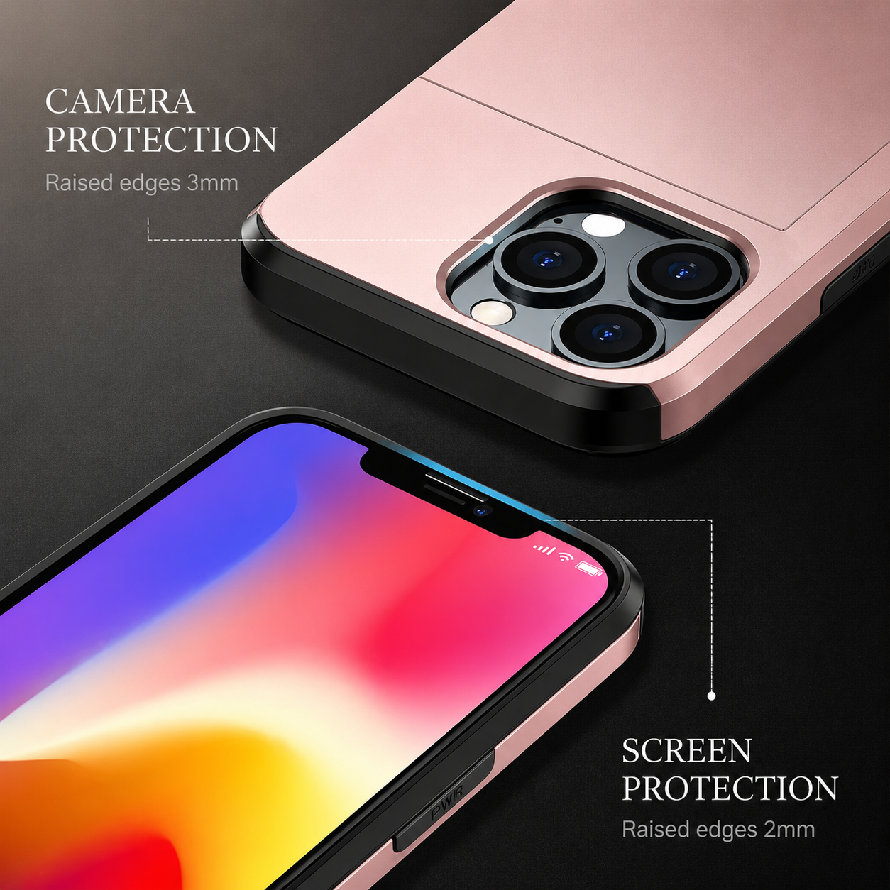 Premium iPhone Case MagSafe Compatible Slider Wallet Cover Dual Layer Card Holder Magnetic Cover Shockproof Camera Lens Protection Slim Design