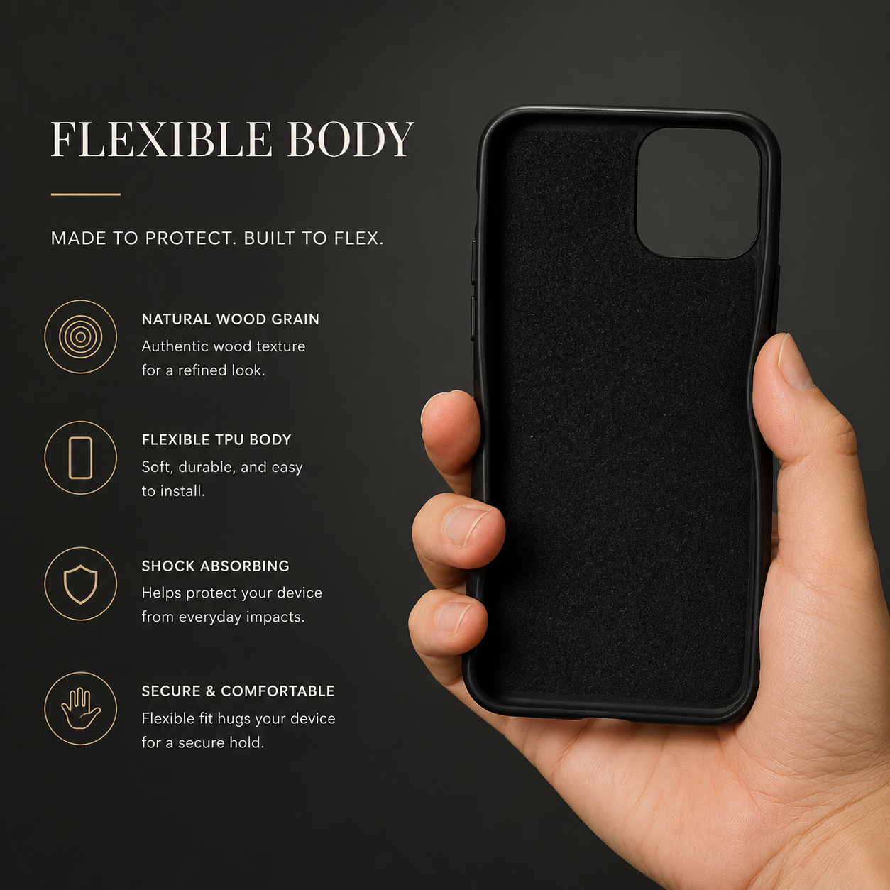 Premium iPhone Case MagSafe Compatible Solid Bamboo Wood Hard Back Cover Shockproof Protective Slim Camera Lens Protection Natural Grain Design