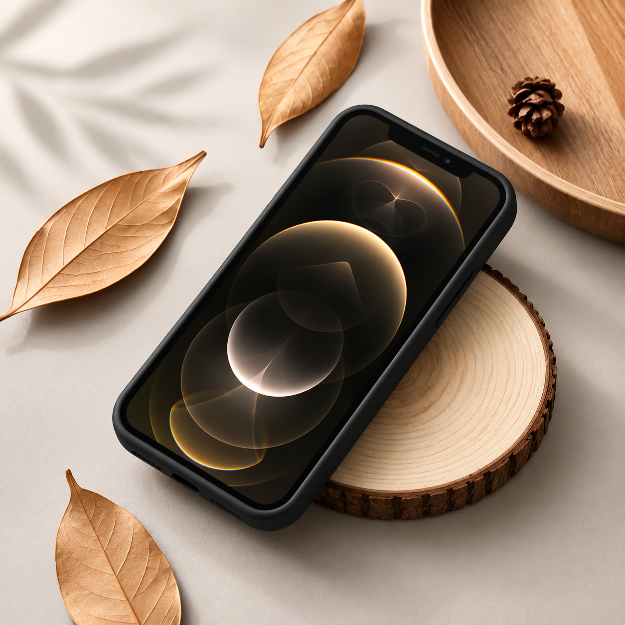 Premium iPhone Case MagSafe Compatible Solid Bamboo Wood Hard Back Cover Shockproof Protective Slim Camera Lens Protection Natural Grain Design