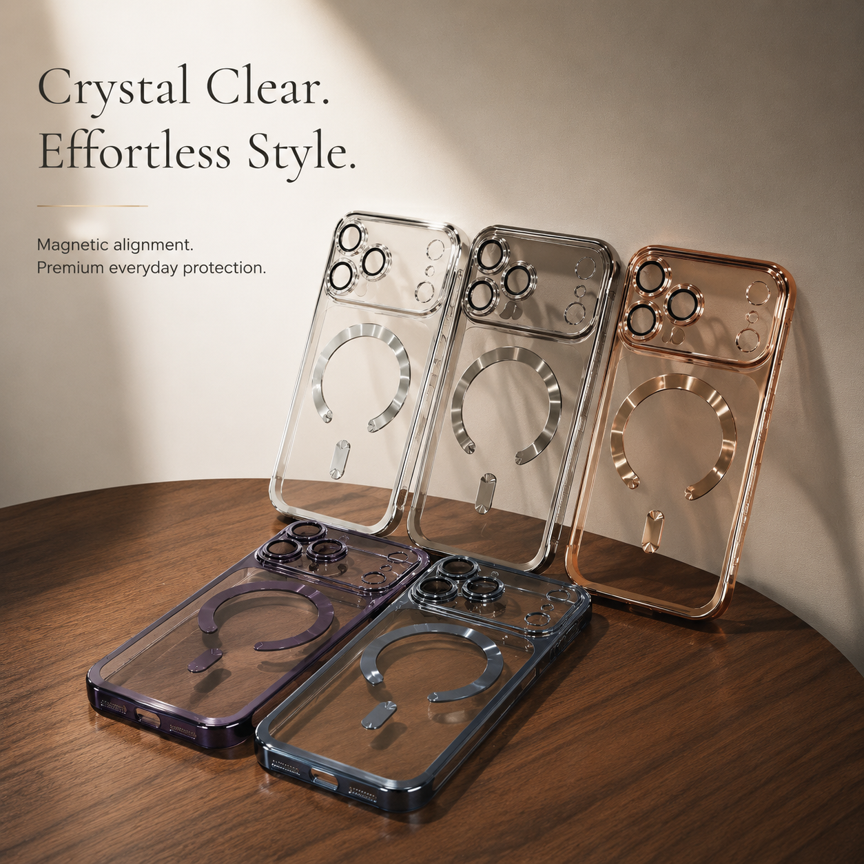 Premium iPhone Case MagSafe Compatible Transparent PC Cover Camera Protection Anti Fingerprint Anti Scratch Dustproof Frameless Slim Lightweight Design