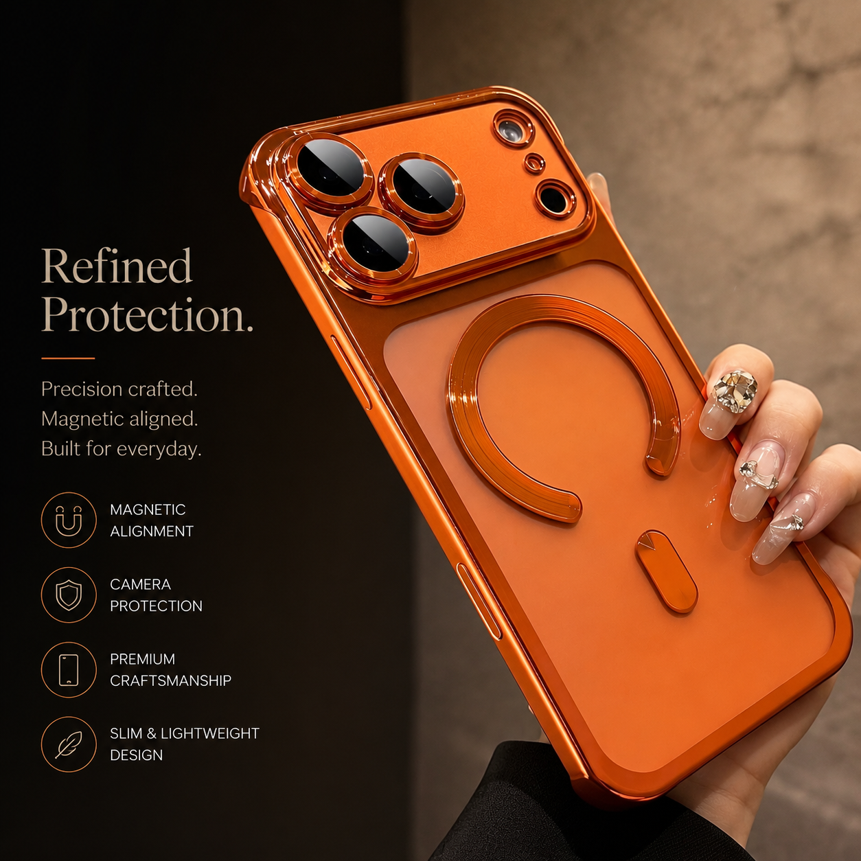 Premium iPhone Case MagSafe Compatible Transparent PC Cover Camera Protection Anti Fingerprint Anti Scratch Dustproof Frameless Slim Lightweight Design