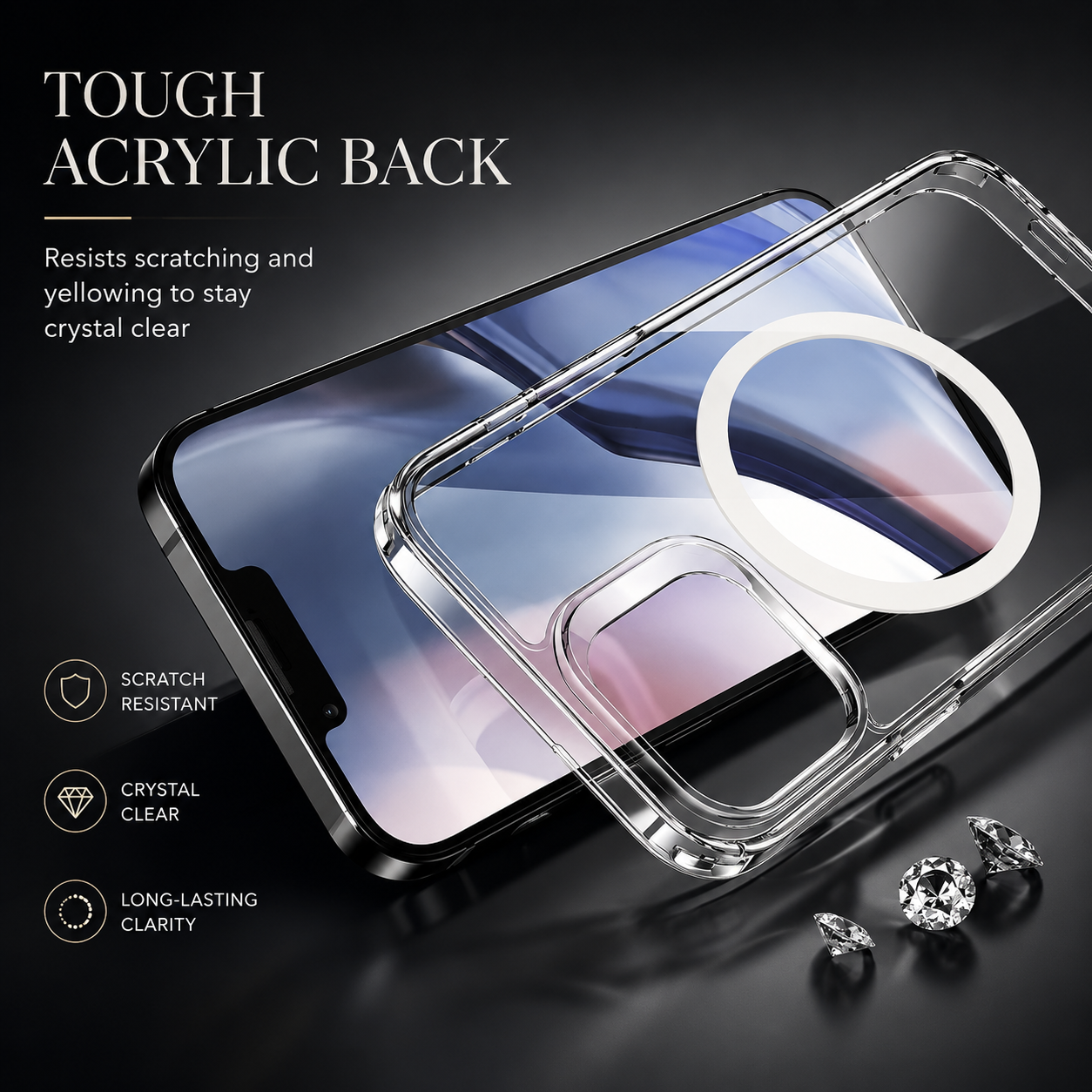 Premium iPhone Case MagSafe Compatible Ultra Thin Clear Frameless Cover Transparent Magnetic Shockproof Protective Camera Lens Guard Slim Design