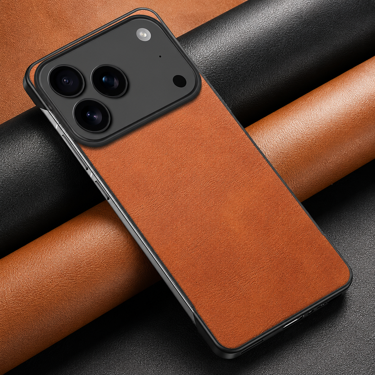 Premium iPhone Case MagSafe Compatible Ultra Thin Leather Cover Frameless PC Back Shockproof Anti Fall Camera Protection Non Slip Matte Slim Design