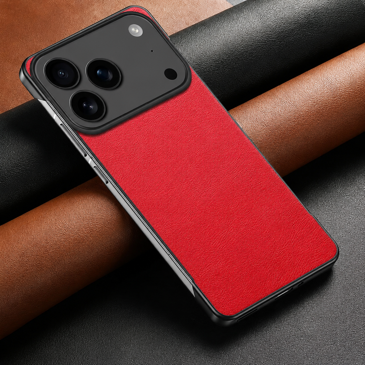 Premium iPhone Case MagSafe Compatible Ultra Thin Leather Cover Frameless PC Back Shockproof Anti Fall Camera Protection Non Slip Matte Slim Design