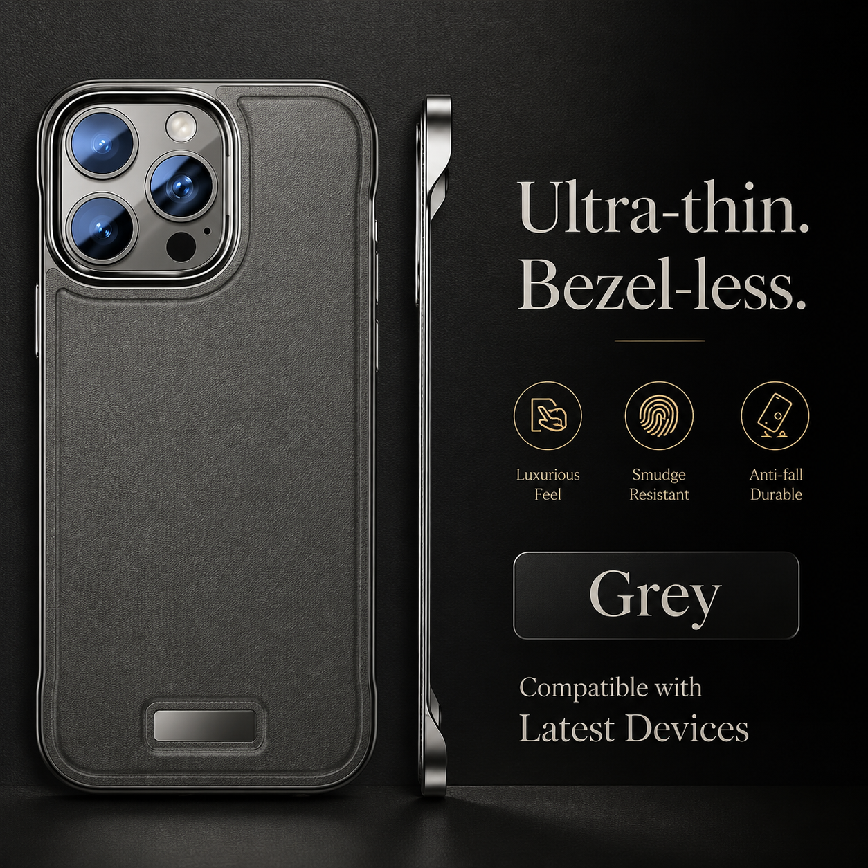 Premium iPhone Case MagSafe Compatible Ultra Thin PU Leather Cover Metal Lens Frame Shockproof Borderless Camera Protection Slim Matte Non Slip Design