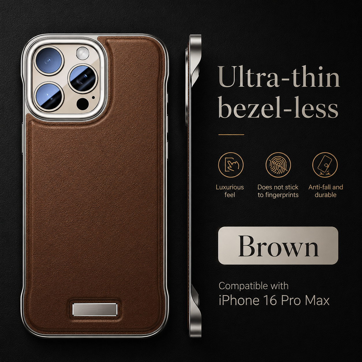 Premium iPhone Case MagSafe Compatible Ultra Thin PU Leather Cover Metal Lens Frame Shockproof Borderless Camera Protection Slim Matte Non Slip Design