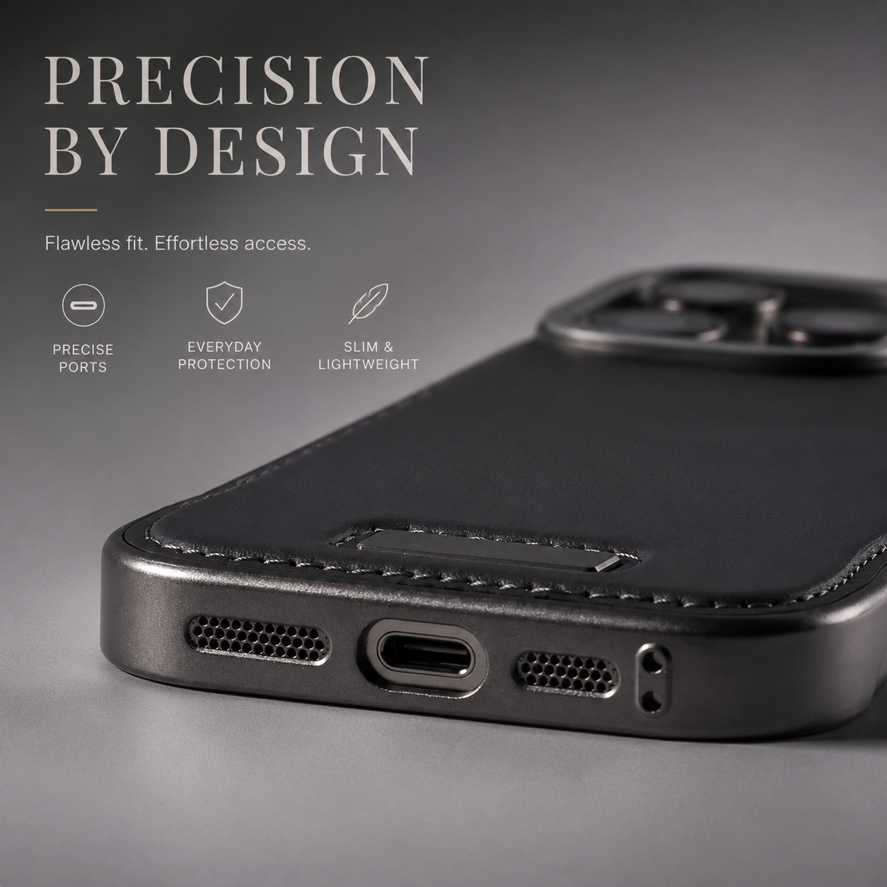 Premium iPhone Case MagSafe Compatible Ultra Thin PU Leather Cover Metal Lens Frame Shockproof Borderless Camera Protection Slim Matte Non Slip Design