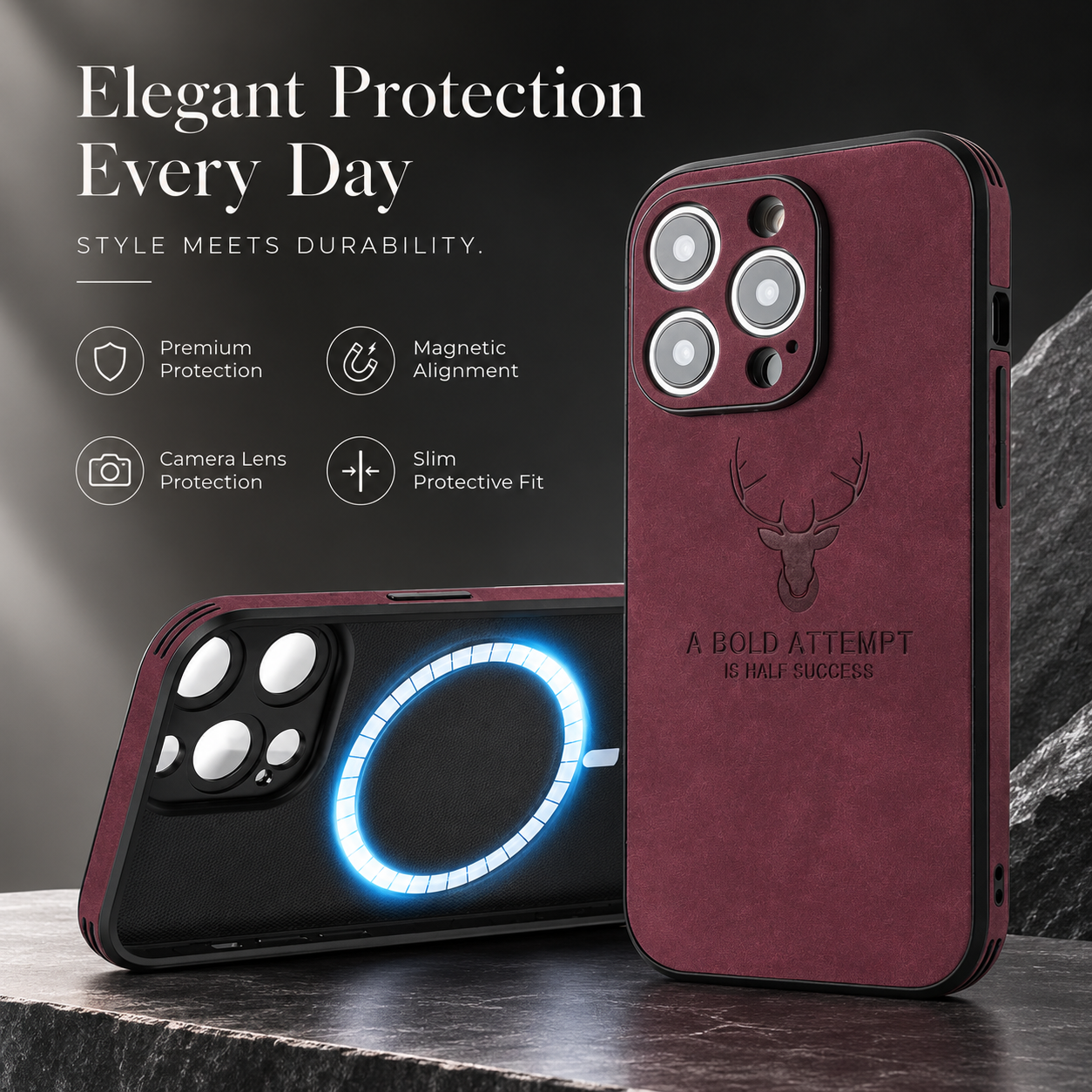 Premium iPhone Case MagSafe Compatible Vintage Leather Cover Magnetic Shockproof Protective Camera Lens Guard Slim Full Coverage Classic Design
