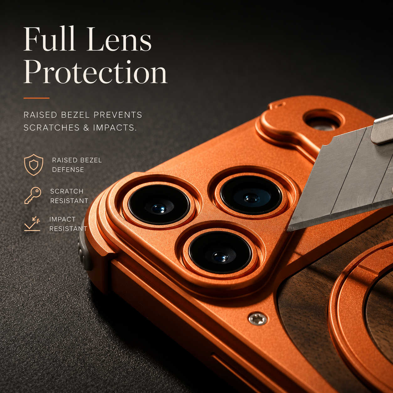 Premium iPhone Case MagSafe Compatible Walnut Wood Metal Frame Magnetic Rotating Ring Stand Shockproof Protective Cover Luxury Half Wrapped Design