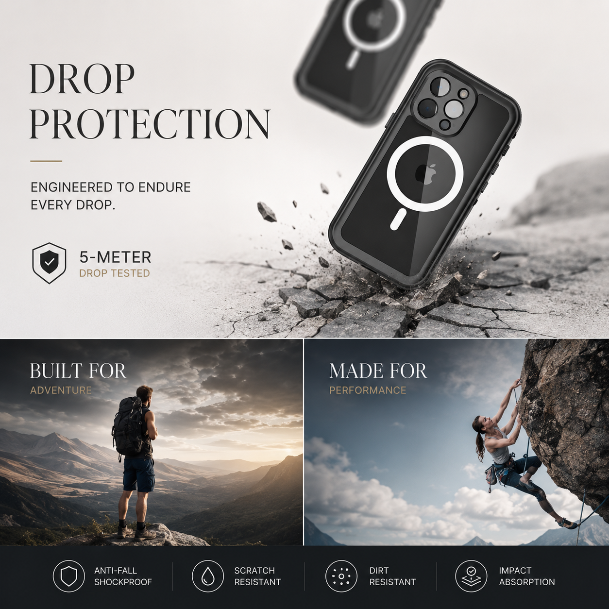 Premium iPhone Case MagSafe Compatible Waterproof IP68 Full Body Cover Sealed Magnetic Shockproof Protective Transparent Camera Lens Guard Design