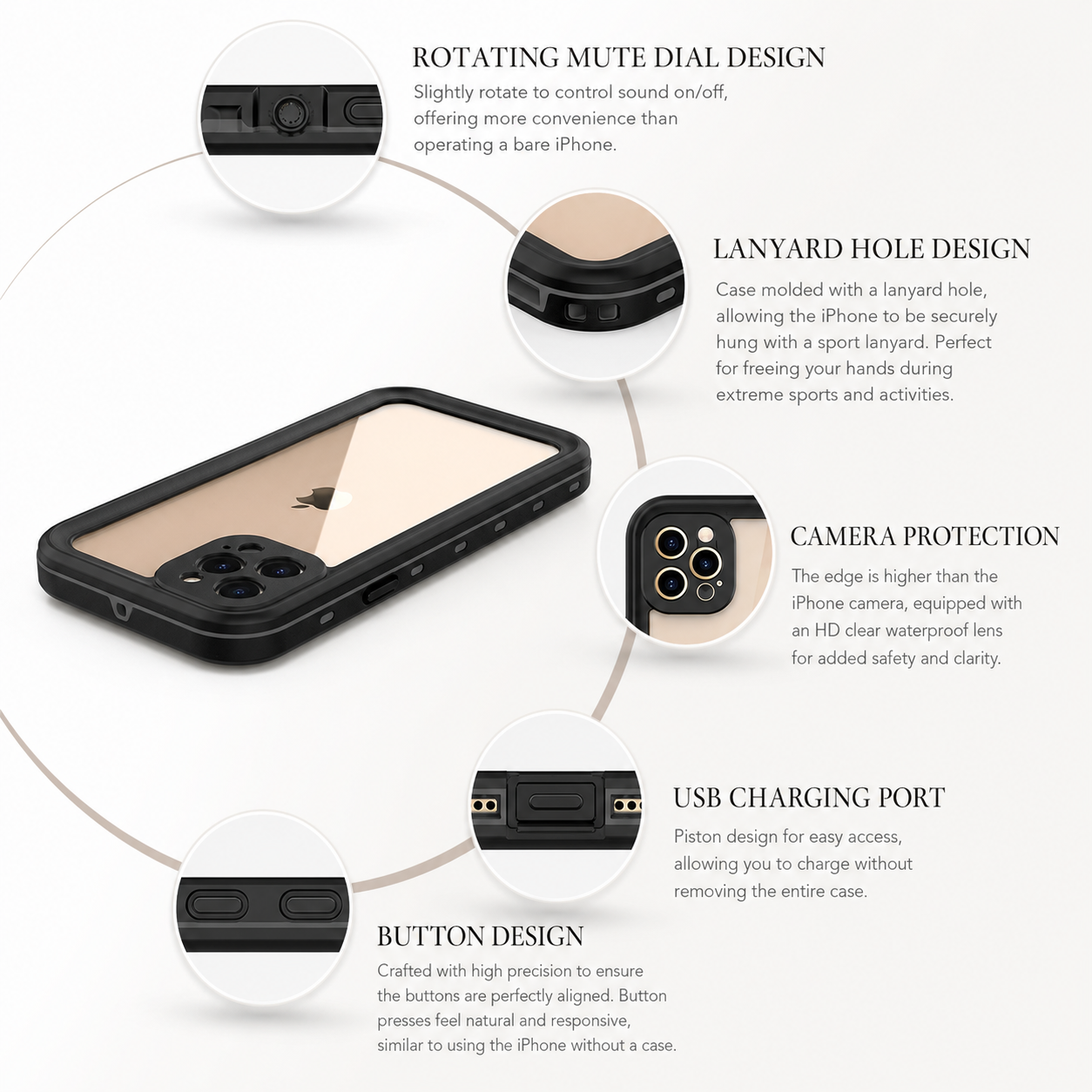 Premium iPhone Case MagSafe Compatible Waterproof IP68 Full Body Cover Sealed Magnetic Shockproof Protective Transparent Camera Lens Guard Design