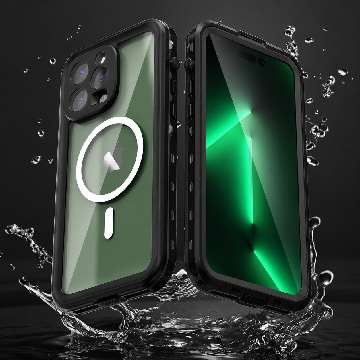 Premium iPhone Case MagSafe Compatible Waterproof IP68 Full Body Cover Sealed Magnetic Shockproof Protective Transparent Camera Lens Guard Design