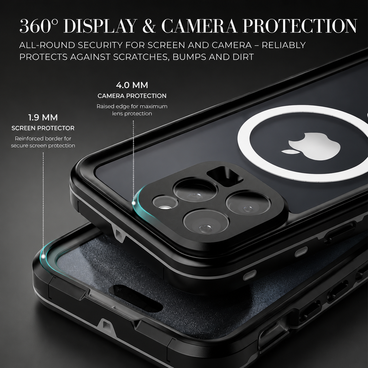 Premium iPhone Case MagSafe Compatible Waterproof Sealed Armor Cover IP68 Shockproof 360 Full Body Protective Camera Lens Guard Dustproof Slim Design