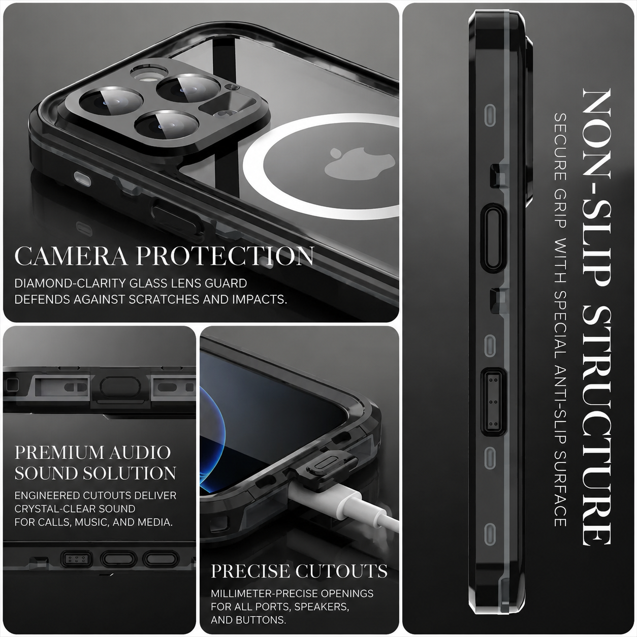 Premium iPhone Case MagSafe Compatible Waterproof Sealed Armor Cover IP68 Shockproof 360 Full Body Protective Camera Lens Guard Dustproof Slim Design