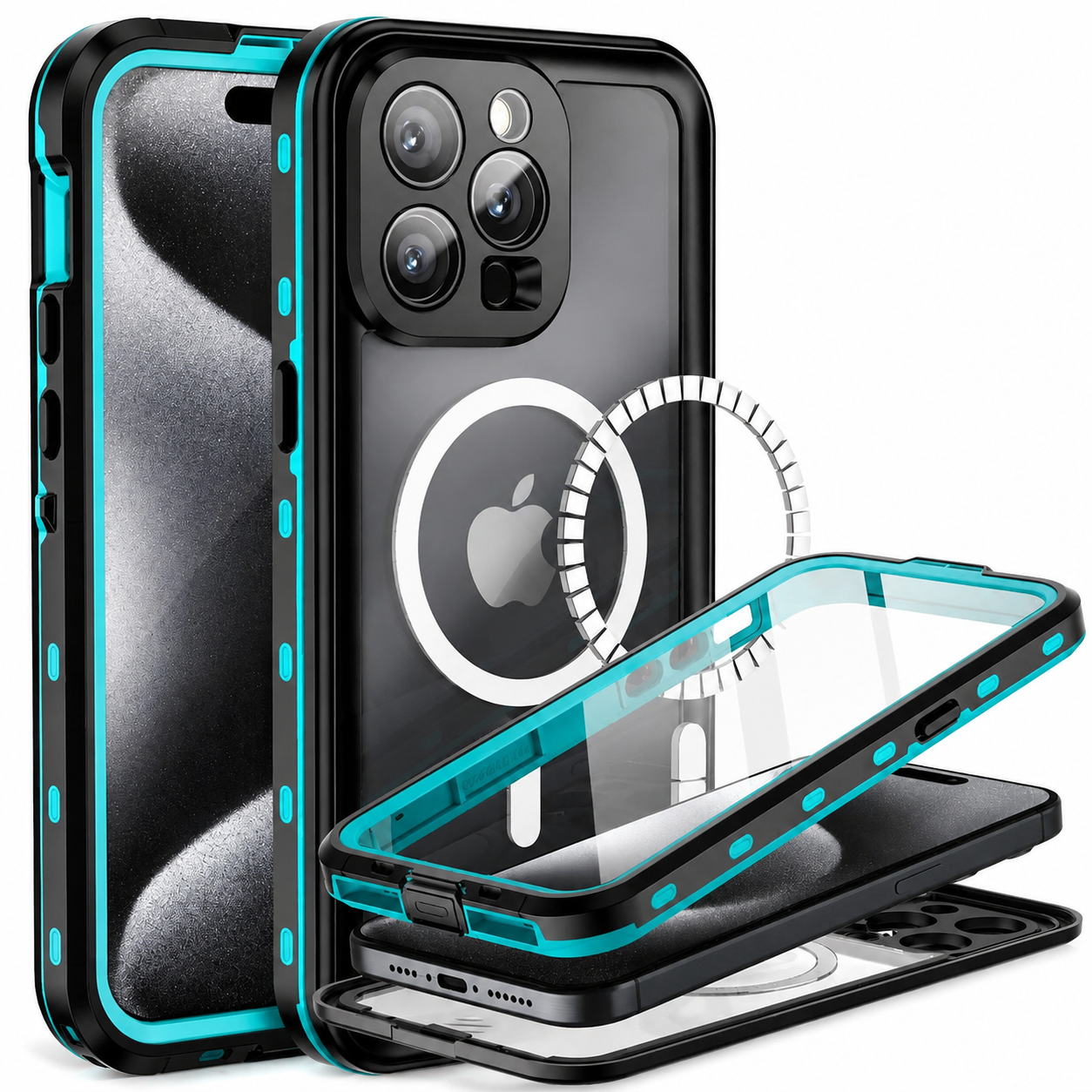 Premium iPhone Case MagSafe Compatible Waterproof Sealed Armor Cover IP68 Shockproof 360 Full Body Protective Camera Lens Guard Dustproof Slim Design