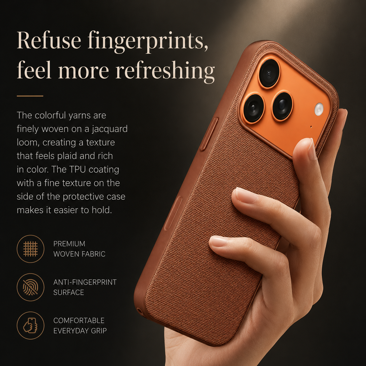 Premium iPhone Case MagSafe Compatible Woven Fabric Protective Cover Strong Magnetic Wireless Charging Anti Fingerprint Non Slip Waterproof Design
