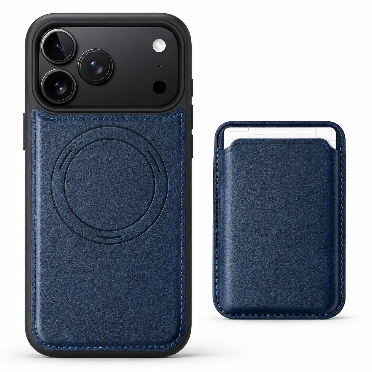 Premium iPhone Case Magnetic 2-in-1 Leather Card Holder Cover Dual Layer Shockproof Wireless Charging Anti Fingerprint Non Slip Slim Protective Design