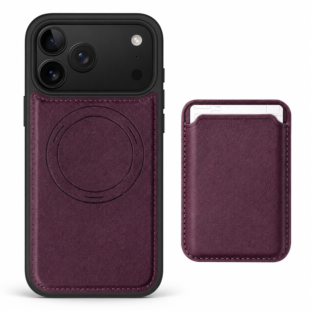Premium iPhone Case Magnetic 2-in-1 Leather Card Holder Cover Dual Layer Shockproof Wireless Charging Anti Fingerprint Non Slip Slim Protective Design