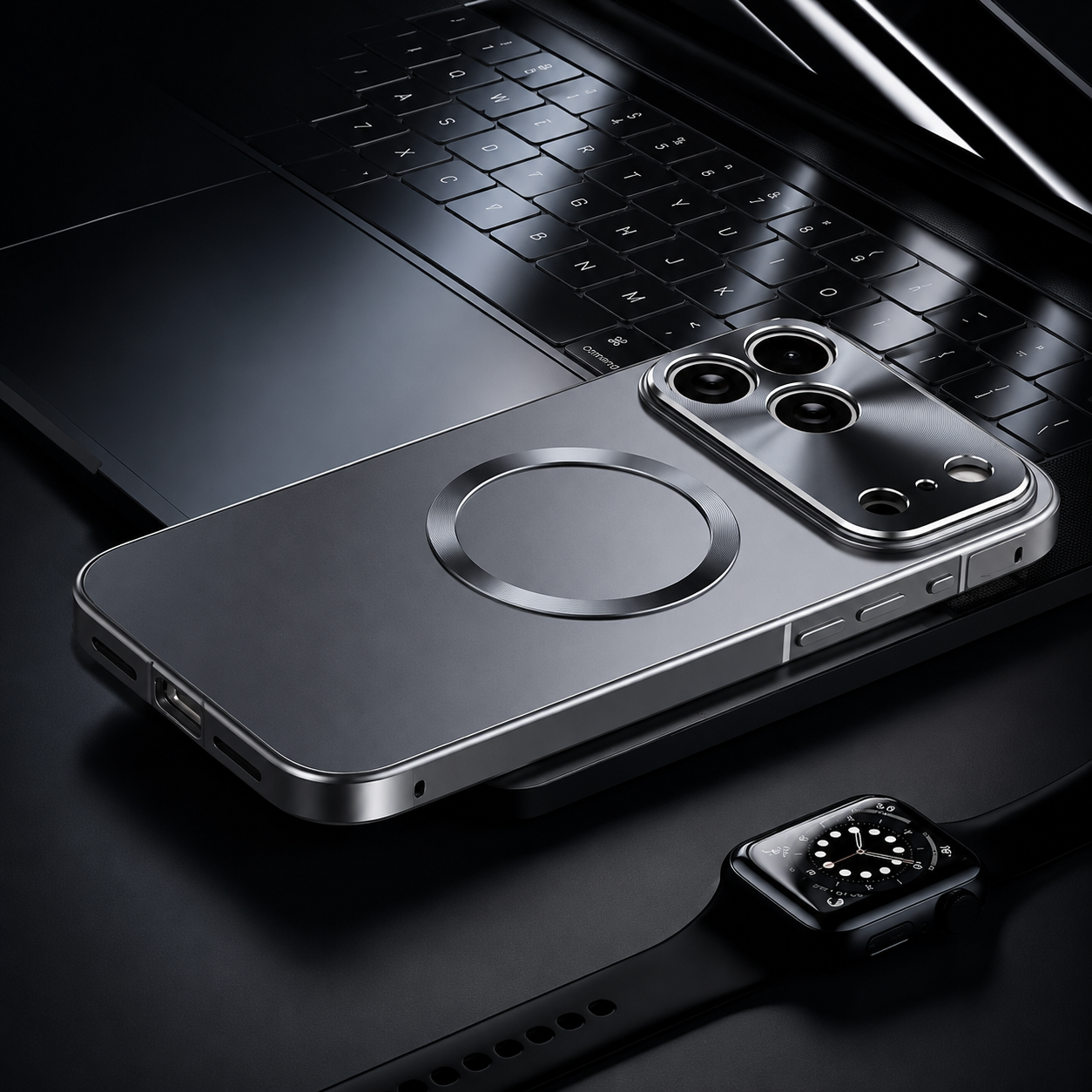 Premium iPhone Case Magnetic Aluminum Bumper Frosted PC Back Ultra Thin Cover Shockproof Protective Matte Anti Scratch Slim Full Coverage Design